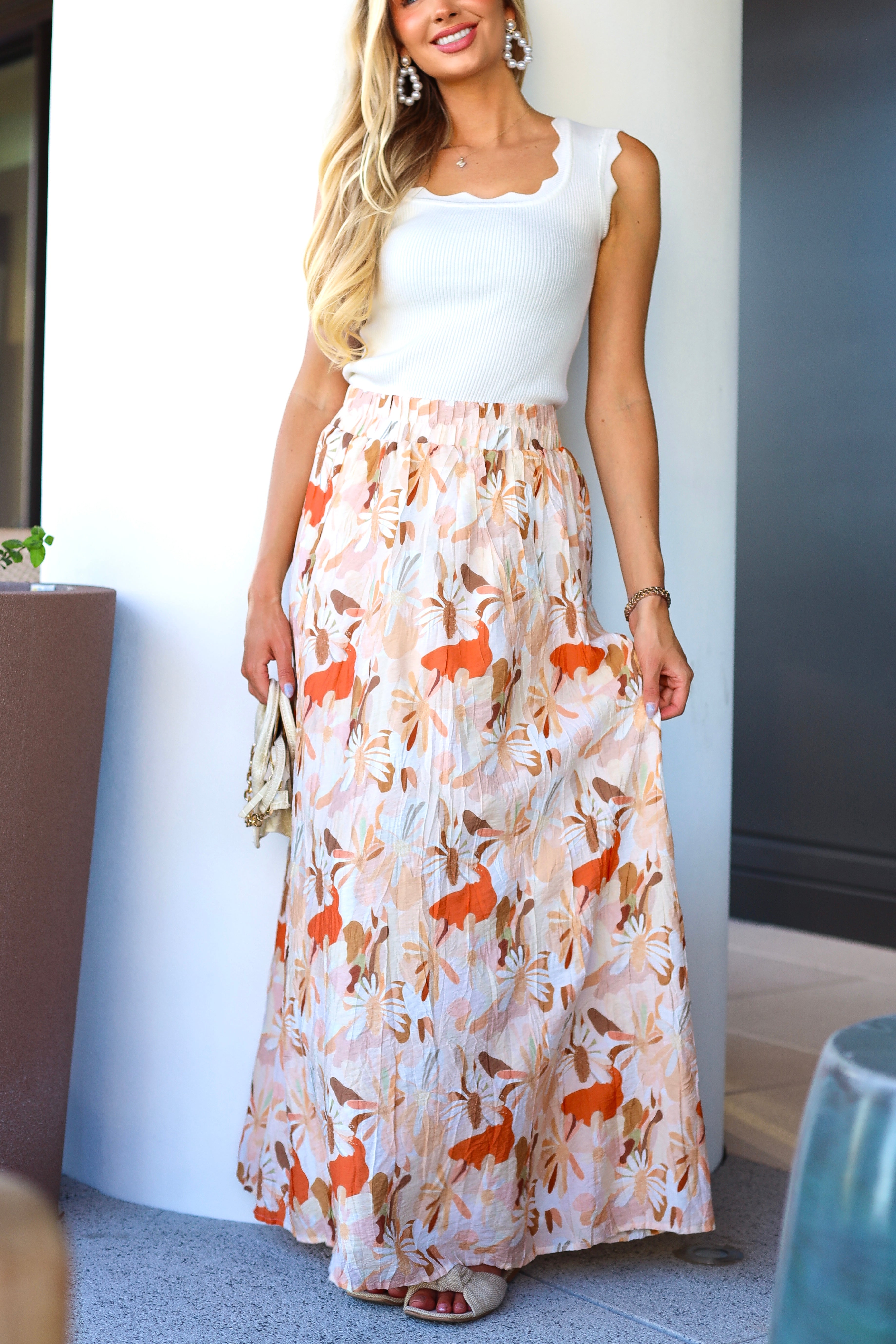 Textured Maxi Skirt with Pockets