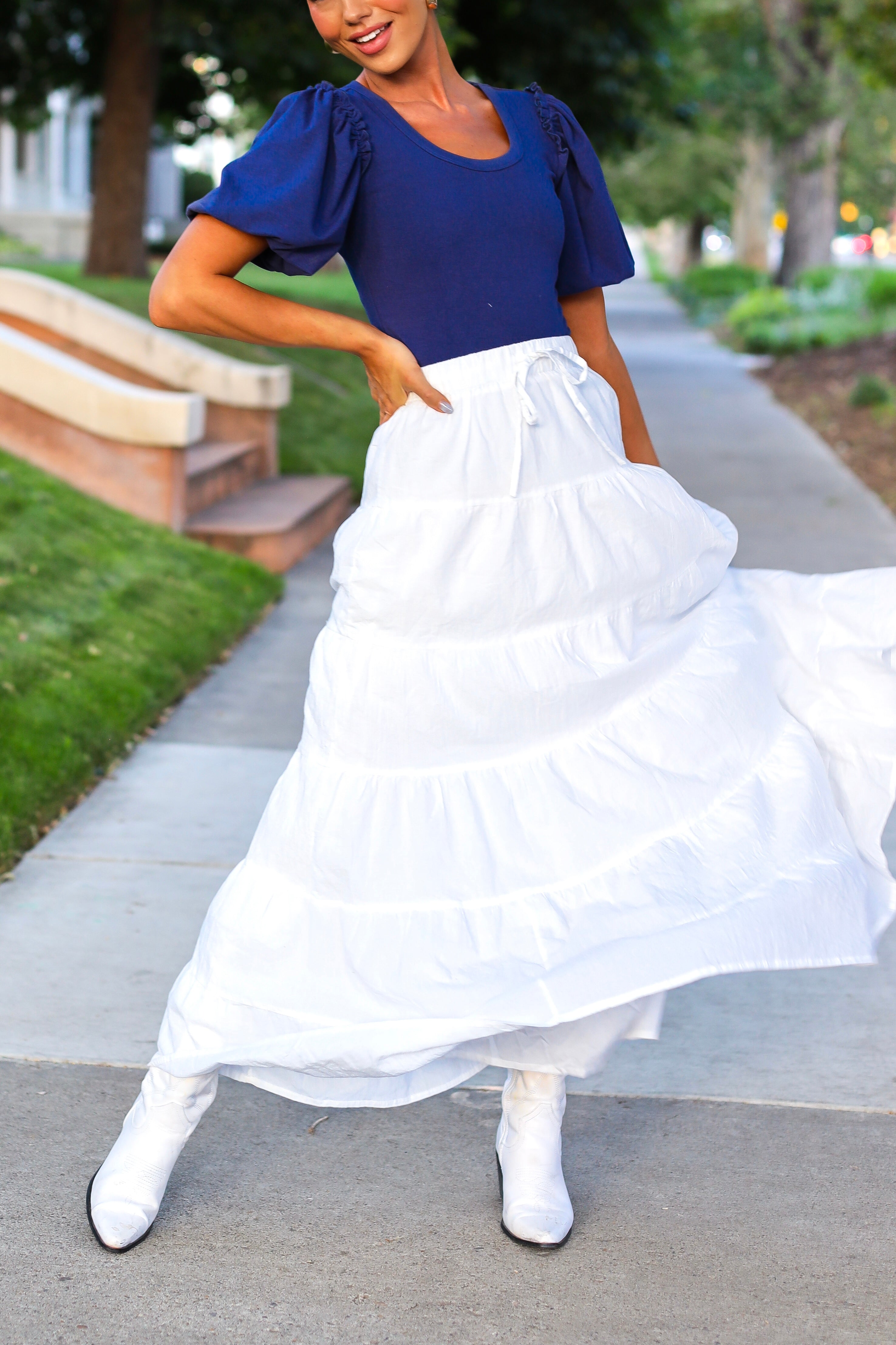 Drawstring Boho Maxi Skirt