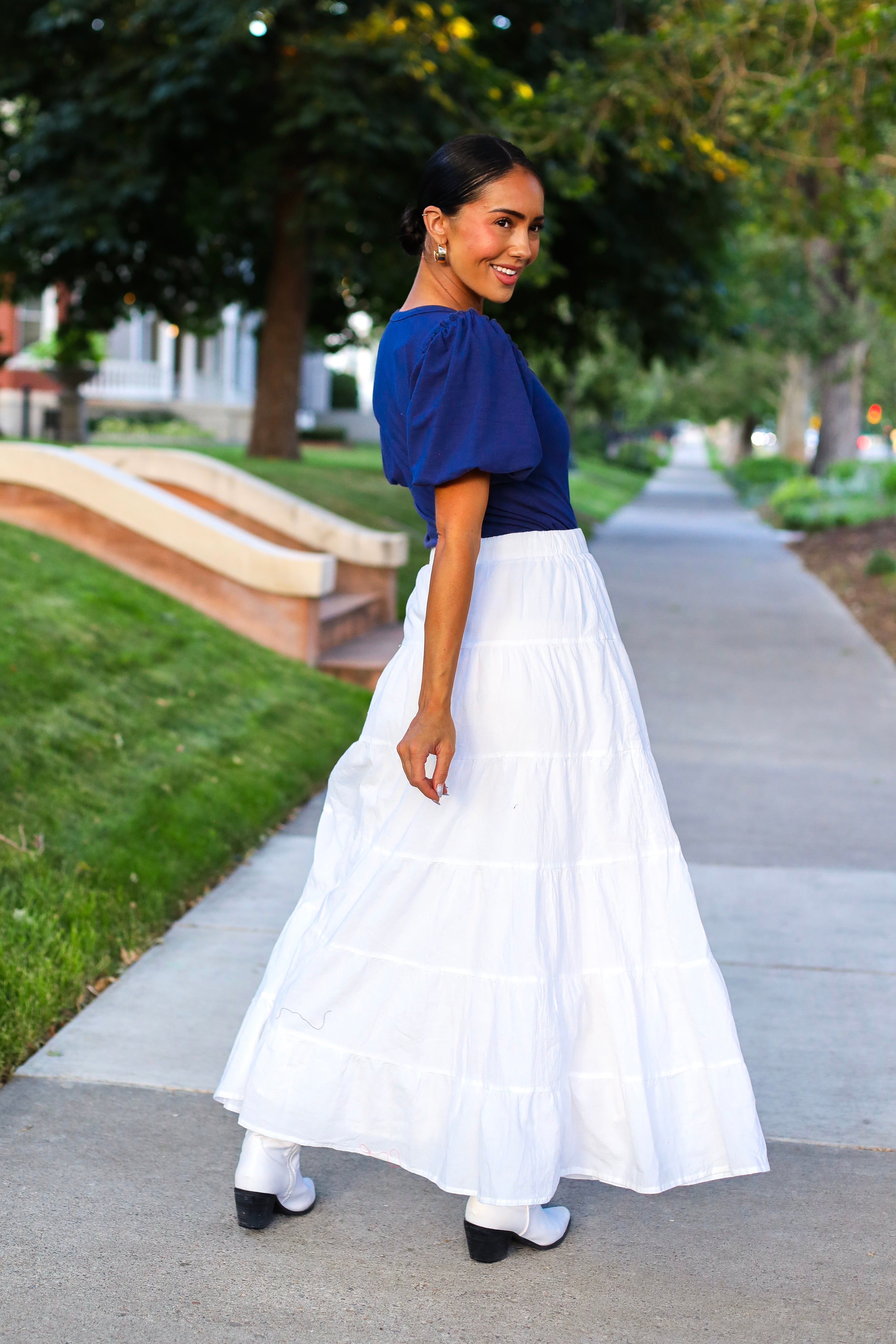 Drawstring Boho Maxi Skirt