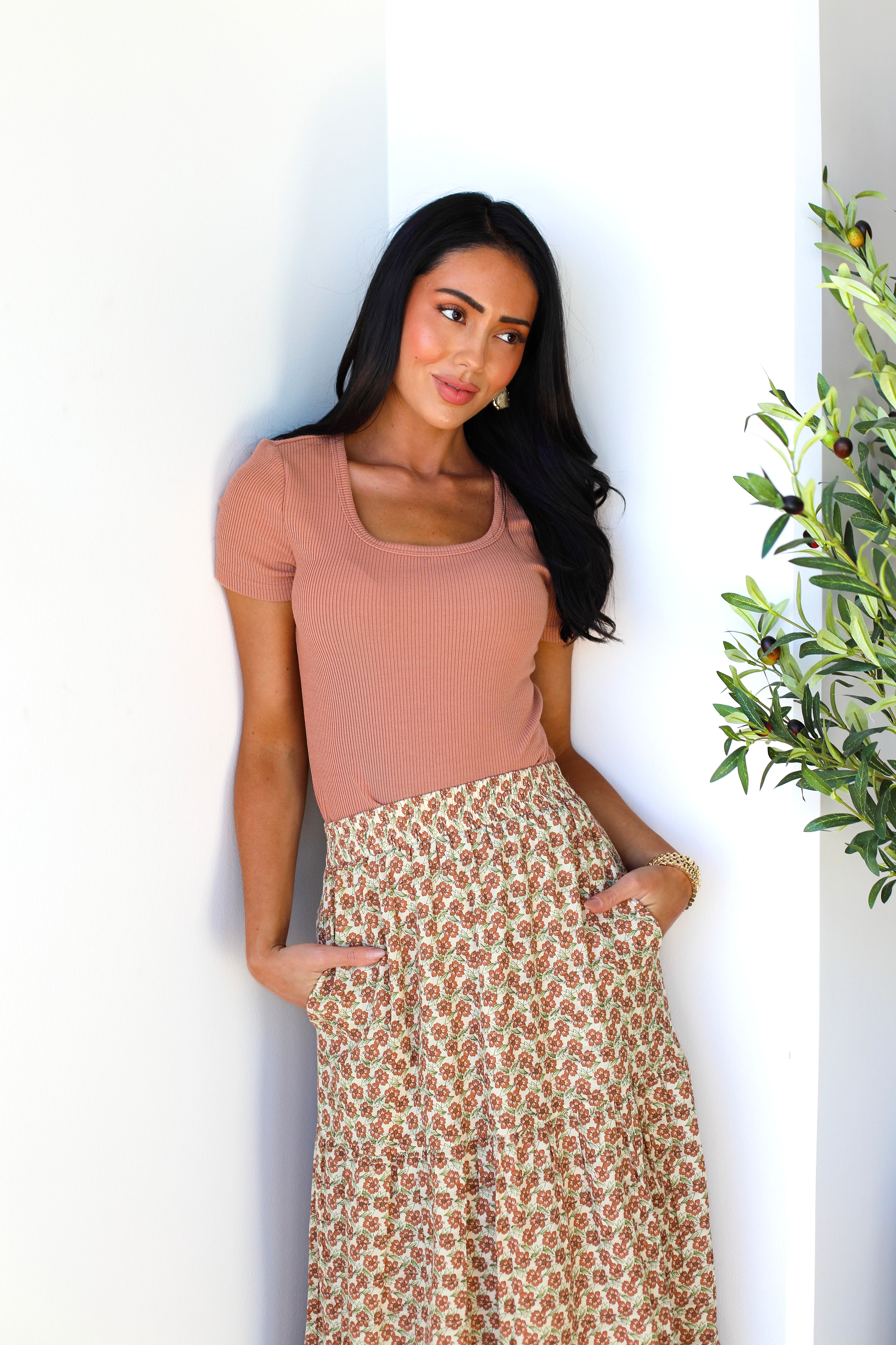 Ribbed Sweater Scoop Tee