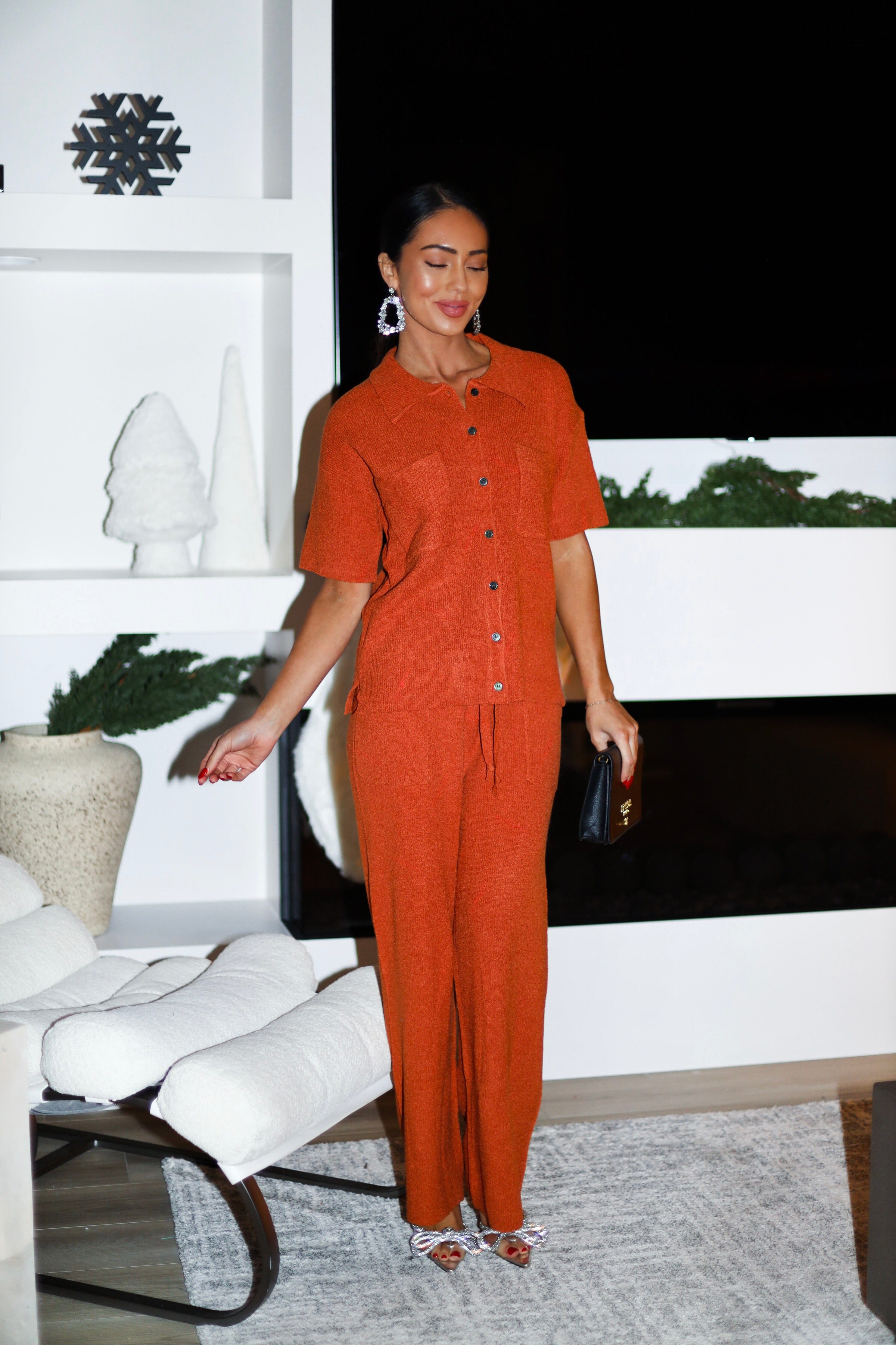 Cheerful All Around Knit Pants Tops vendor-unknown