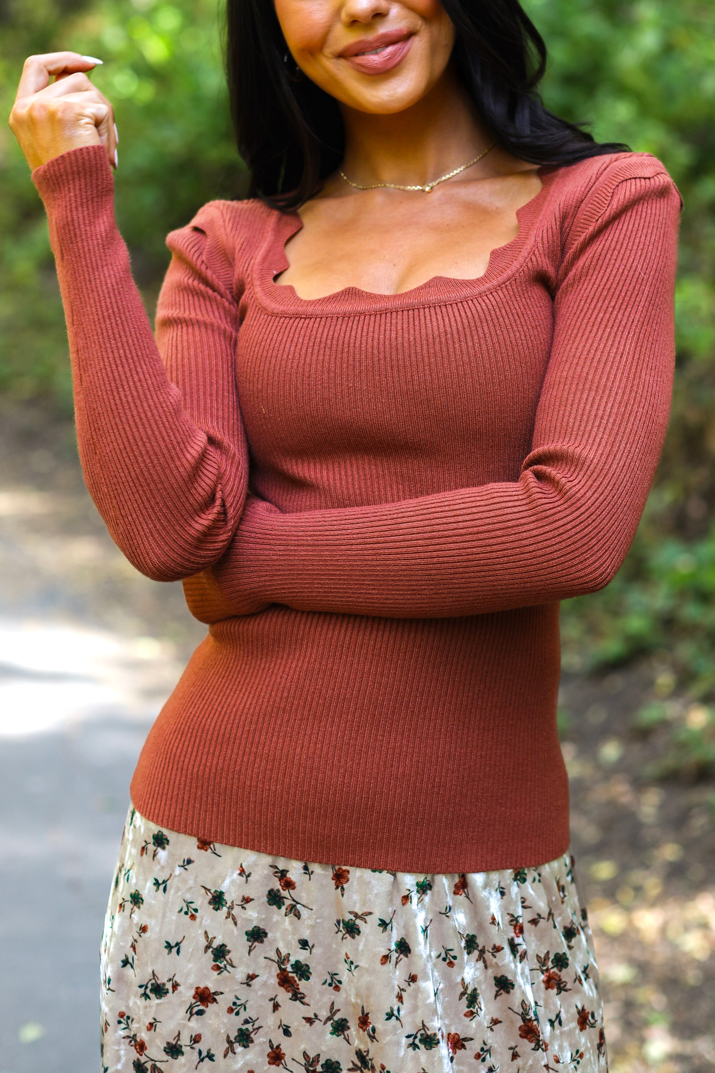 Scallop Long Sleeve Sweater