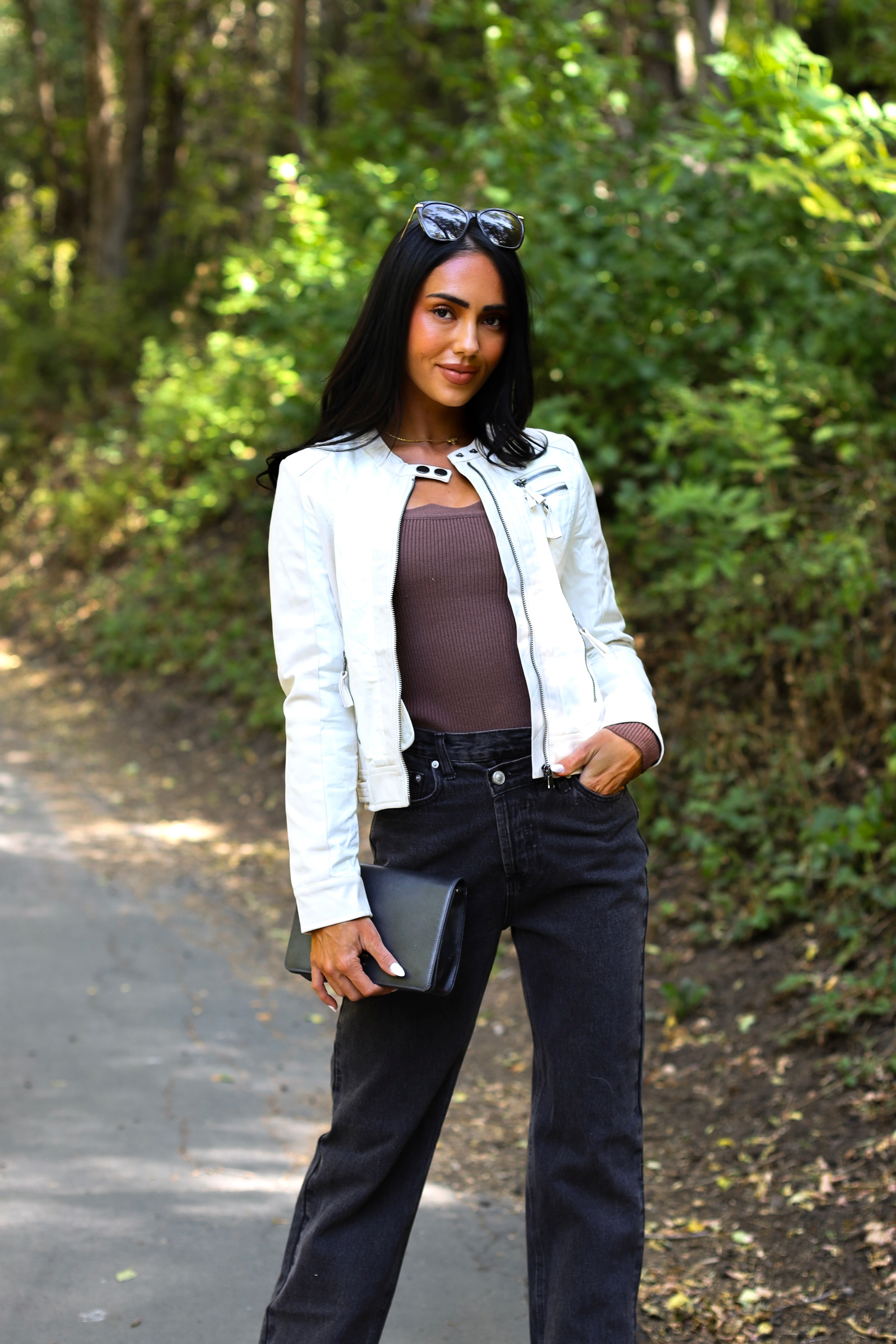 Catching Wishes Faux Leather Moto Jacket