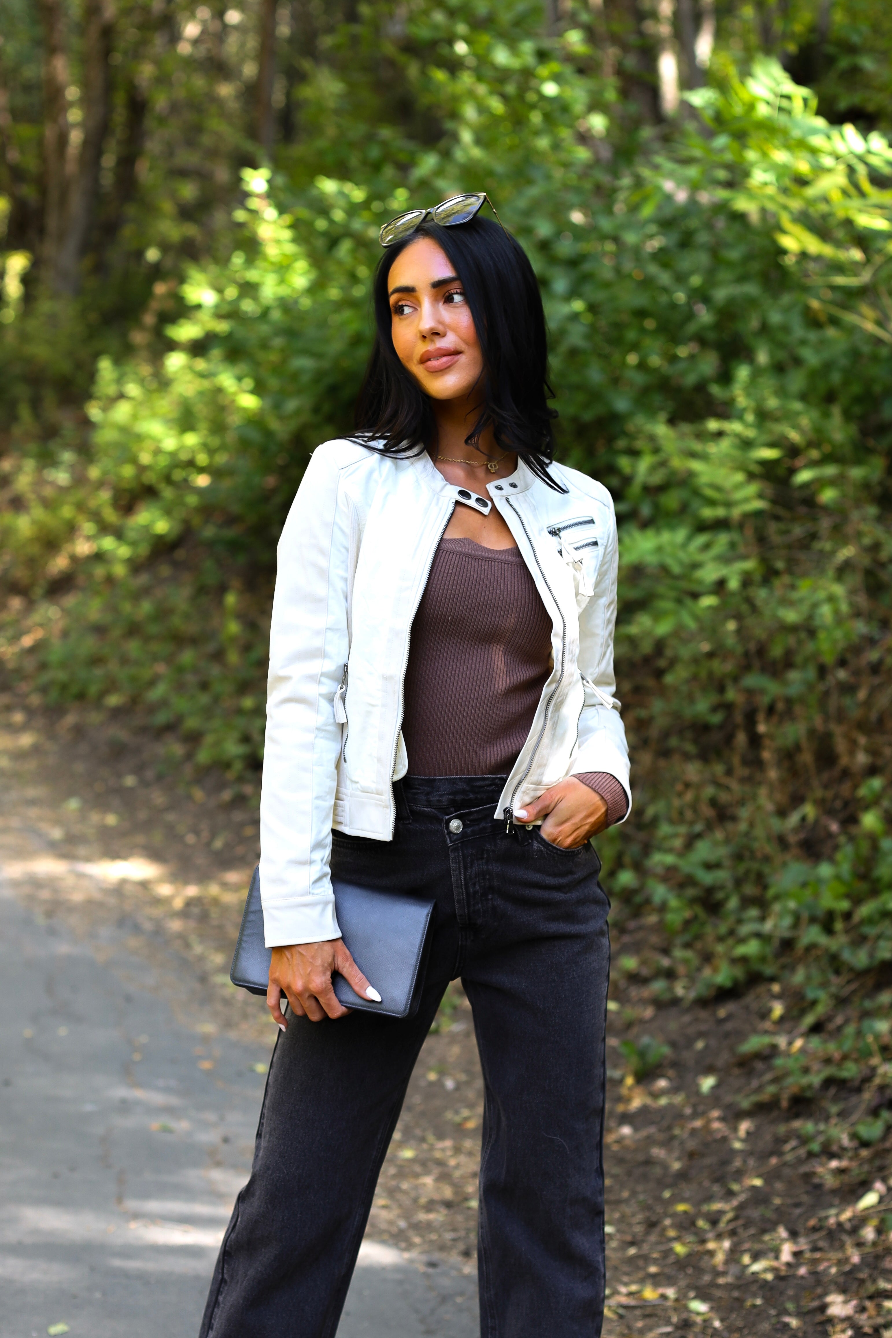 Catching Wishes Faux Leather Moto Jacket