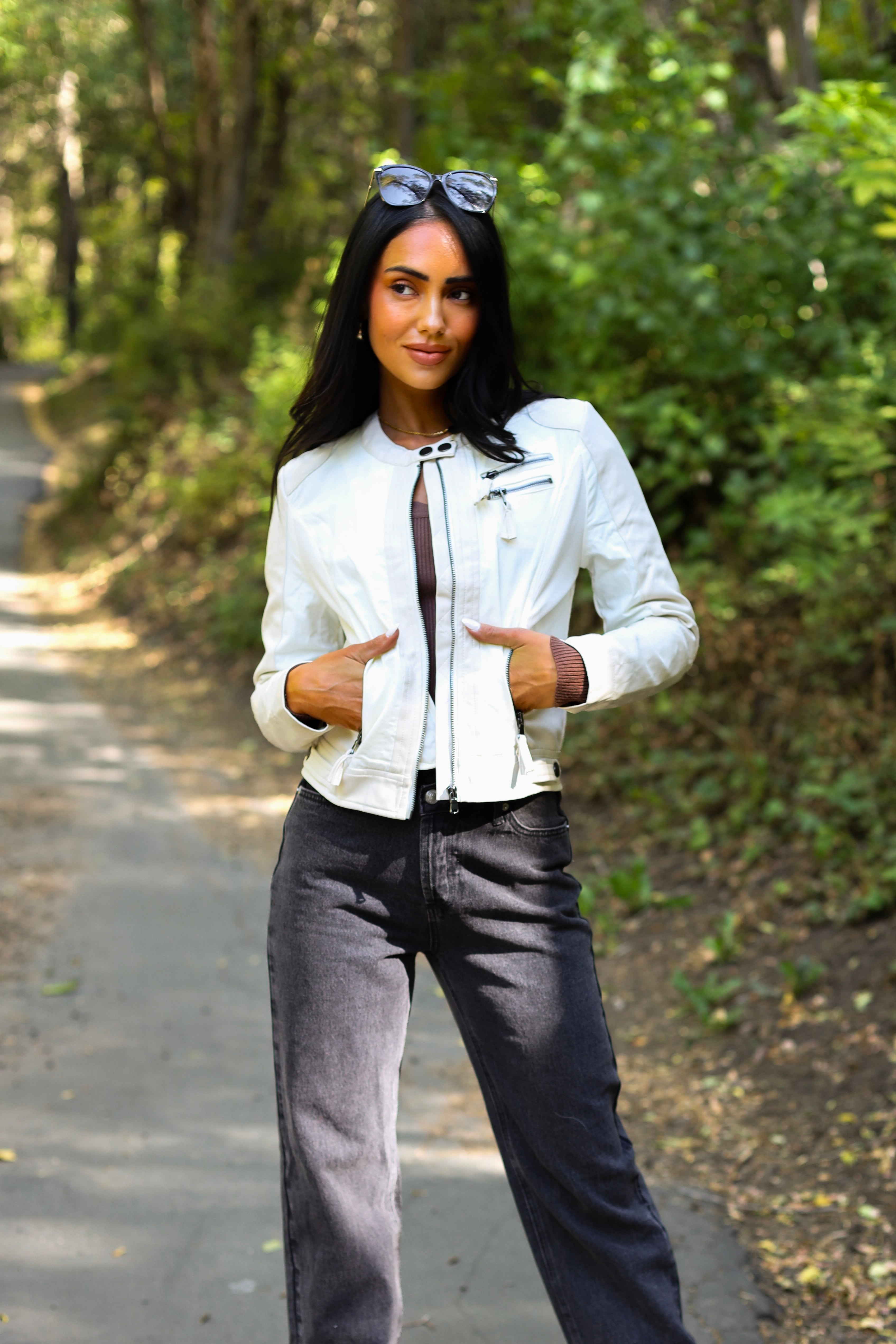 Catching Wishes Faux Leather Moto Jacket