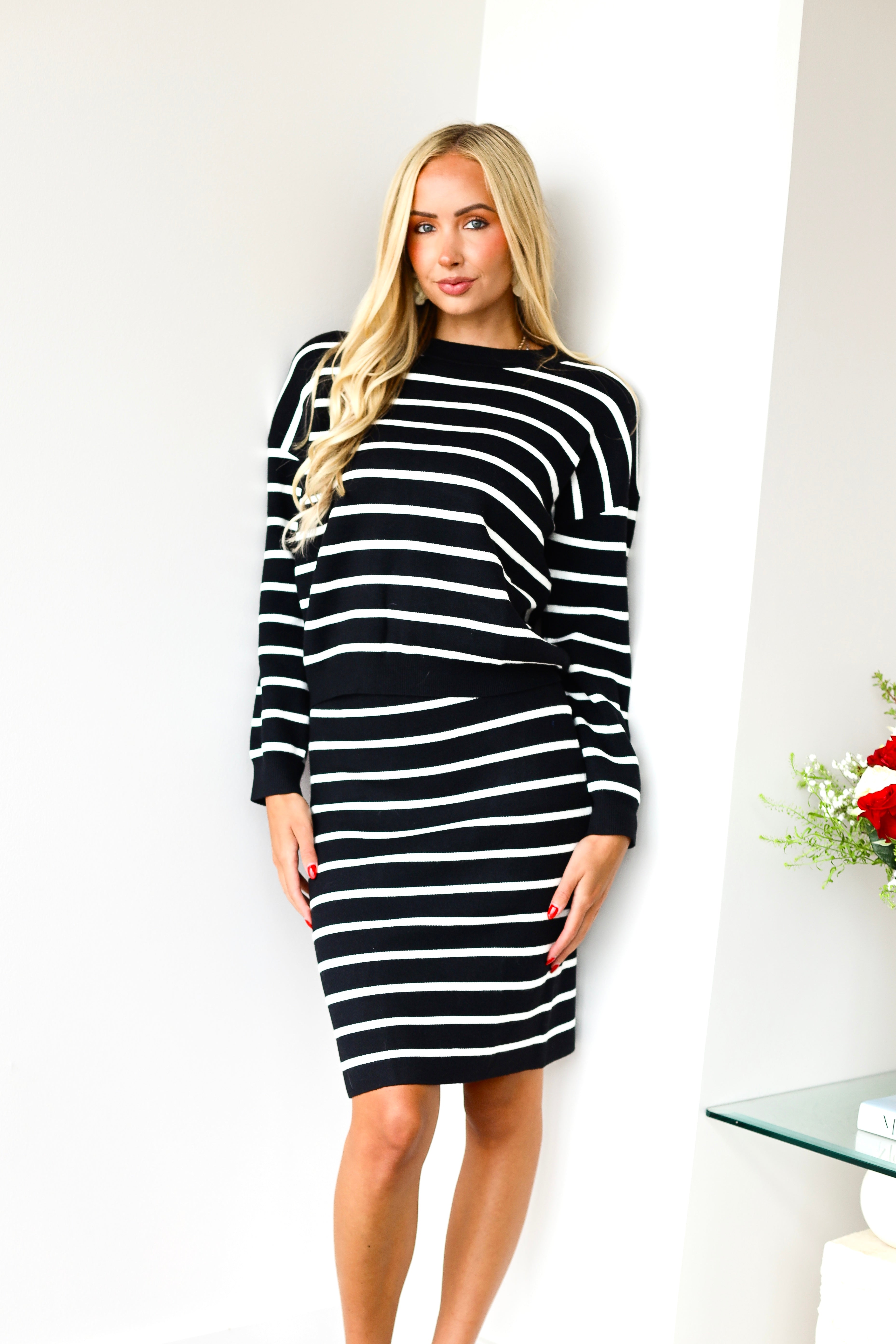 All Is Right Striped Sweater Skirt