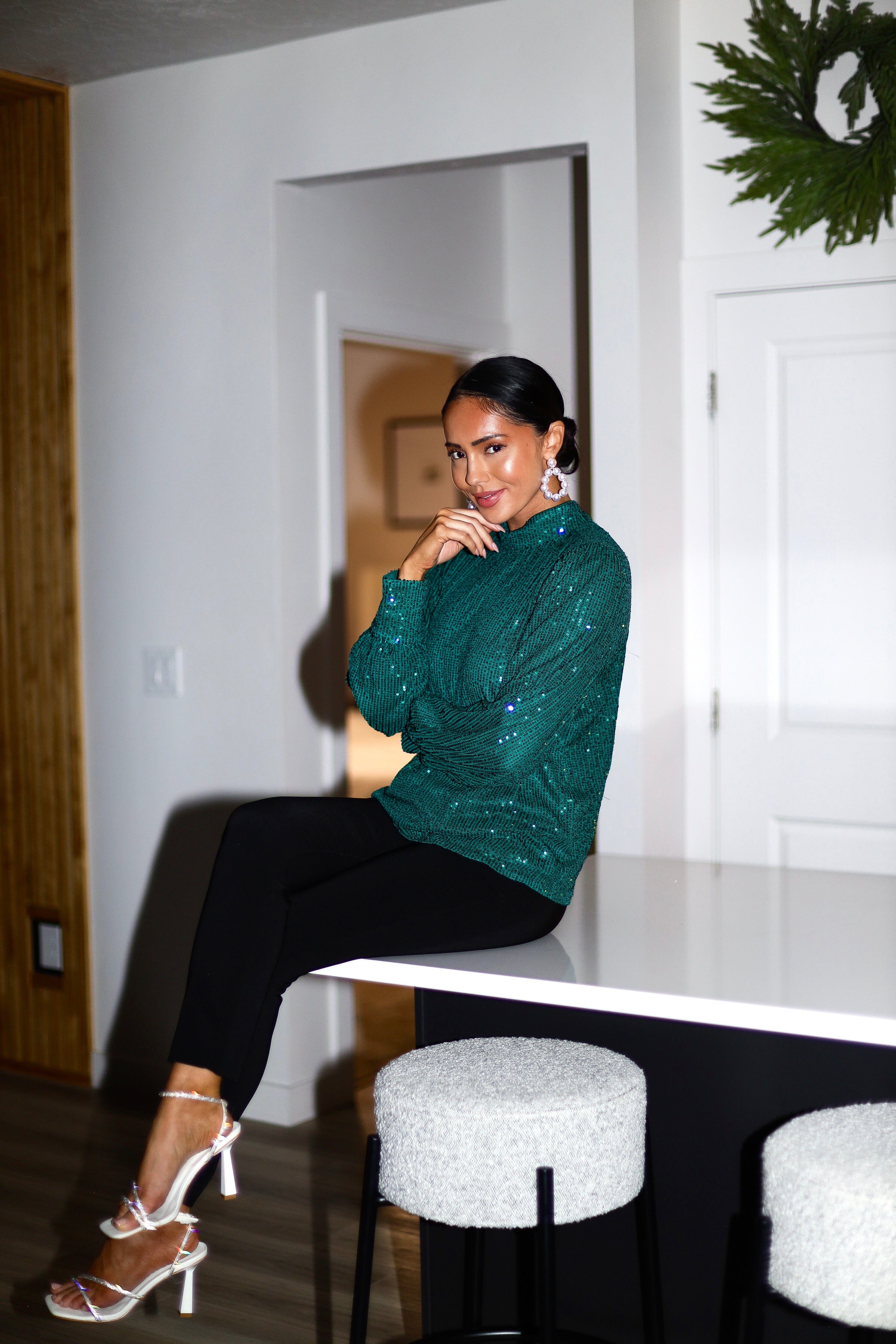 Party Ready Sequin Blouse Modest Dresses vendor-unknown