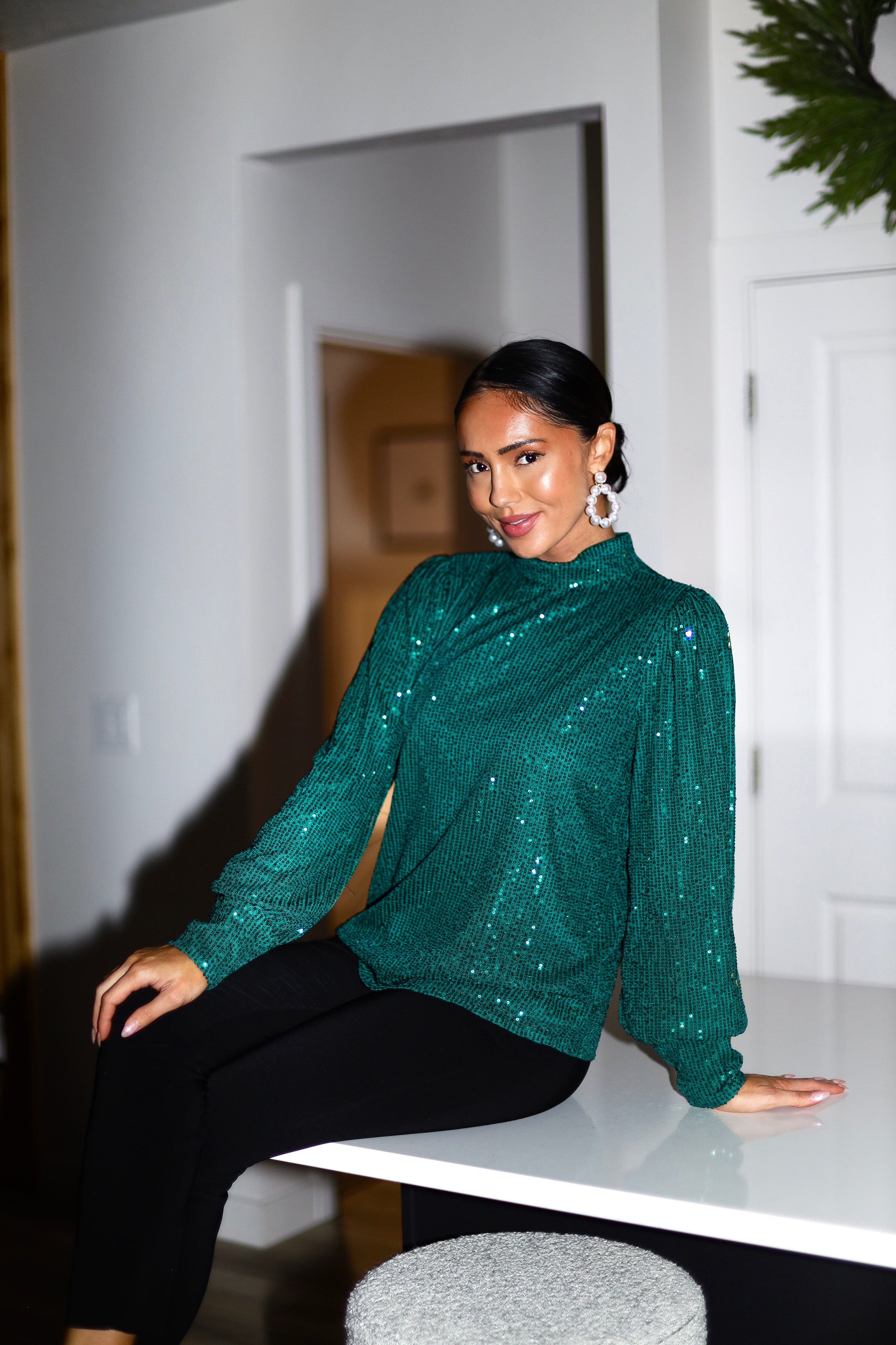 Party Ready Sequin Blouse Modest Dresses vendor-unknown