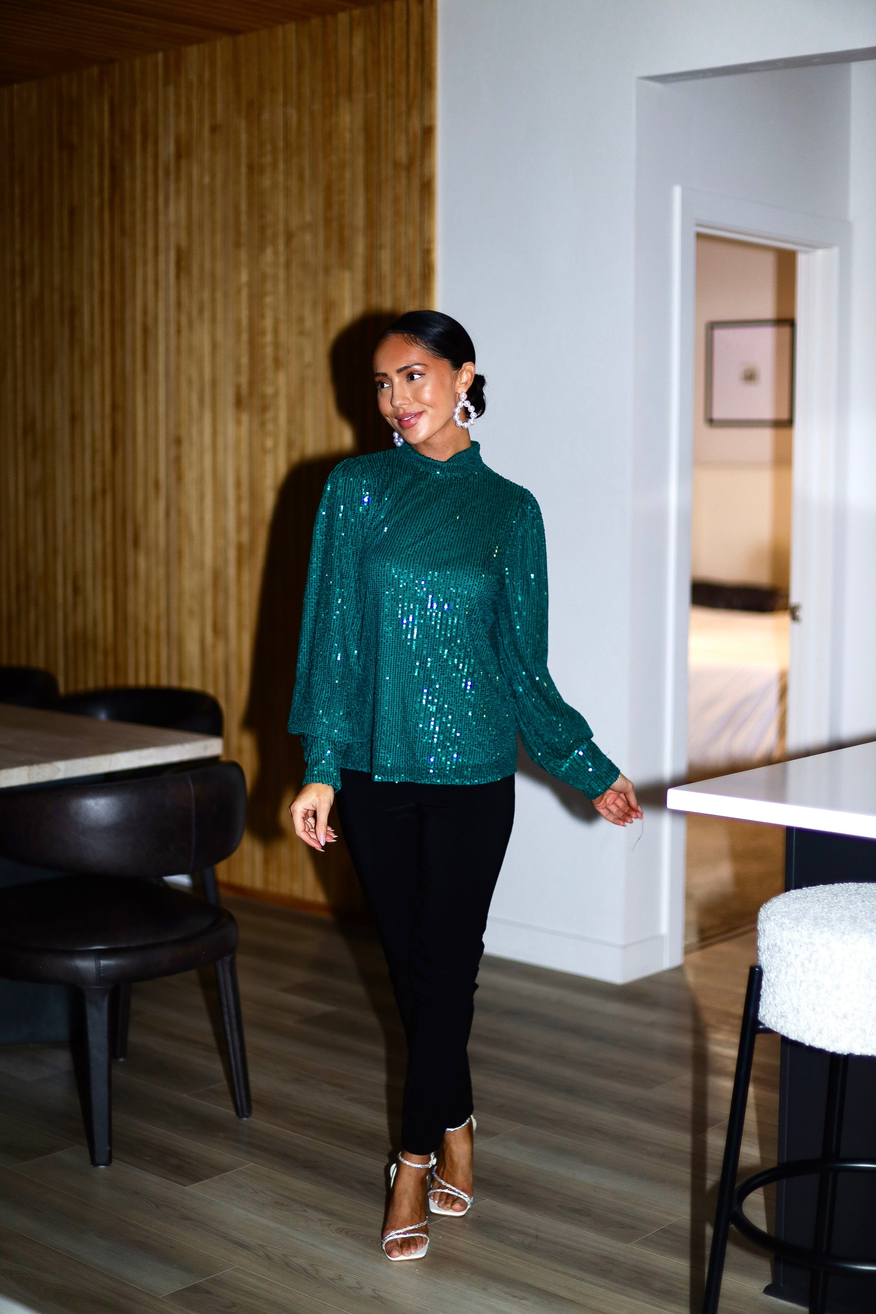 Party Ready Sequin Blouse Modest Dresses vendor-unknown