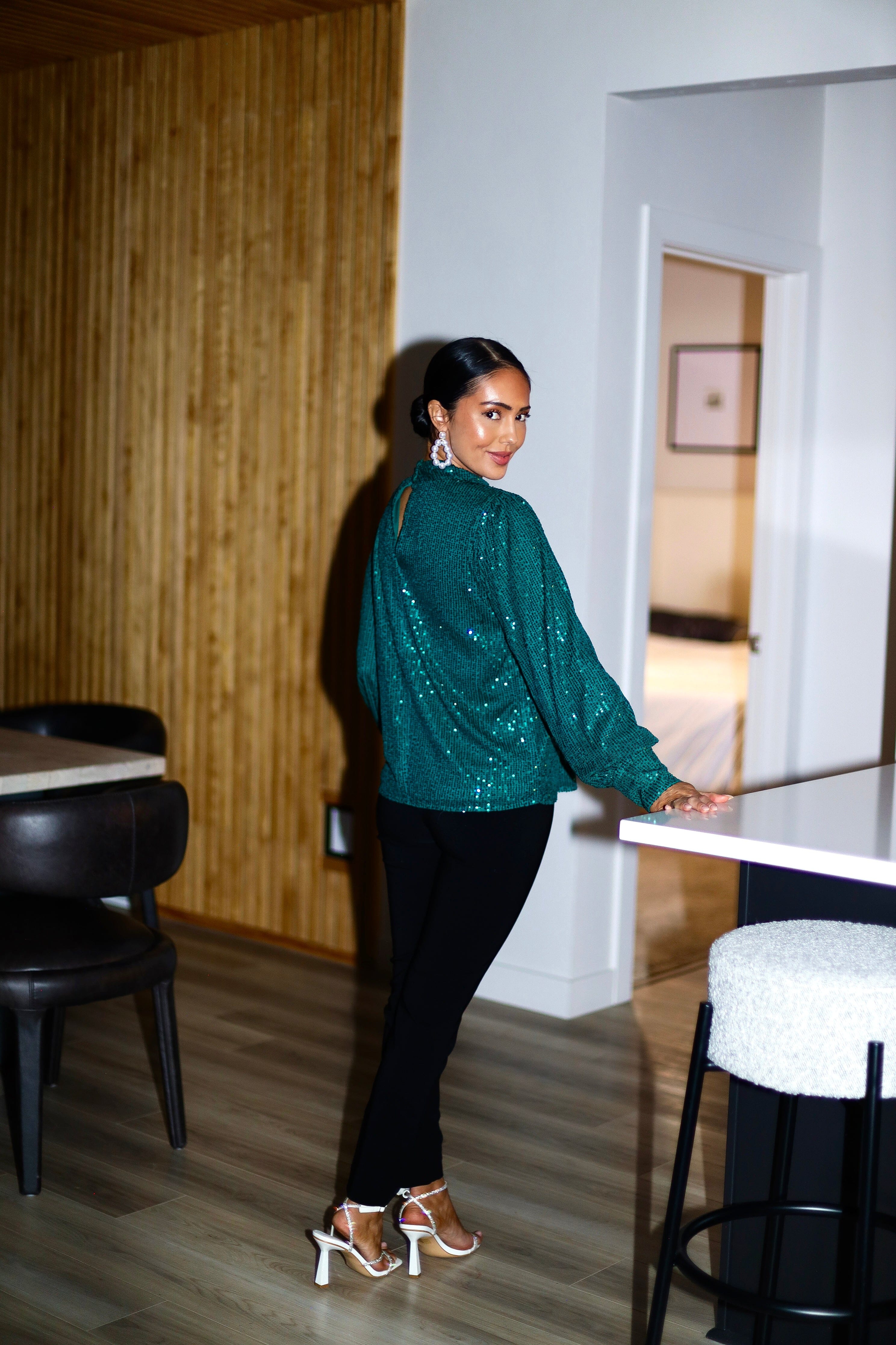 Party Ready Sequin Blouse Modest Dresses vendor-unknown