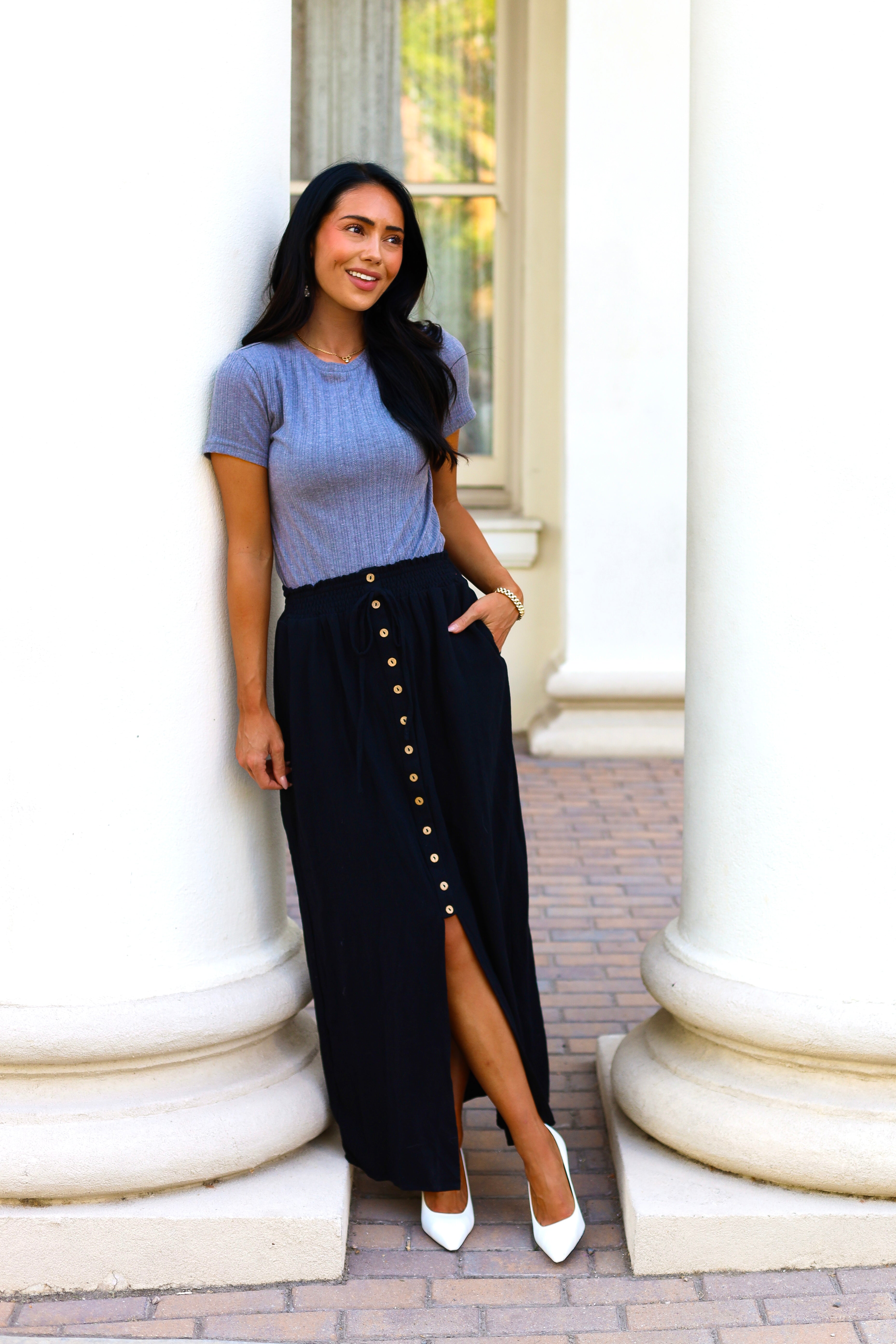 Must Have Button Front Maxi Skirt