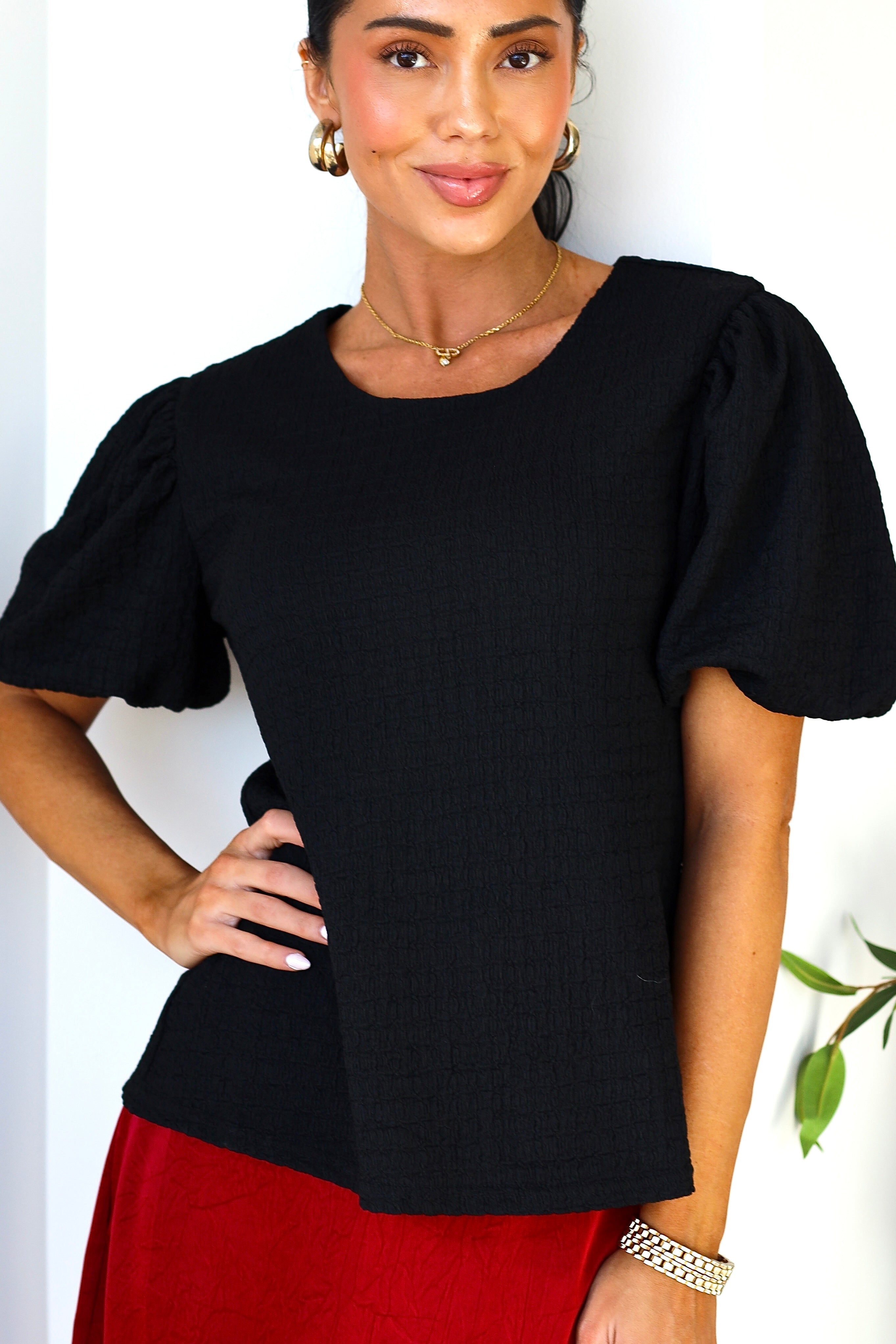 Textured Puff Sleeve Top
