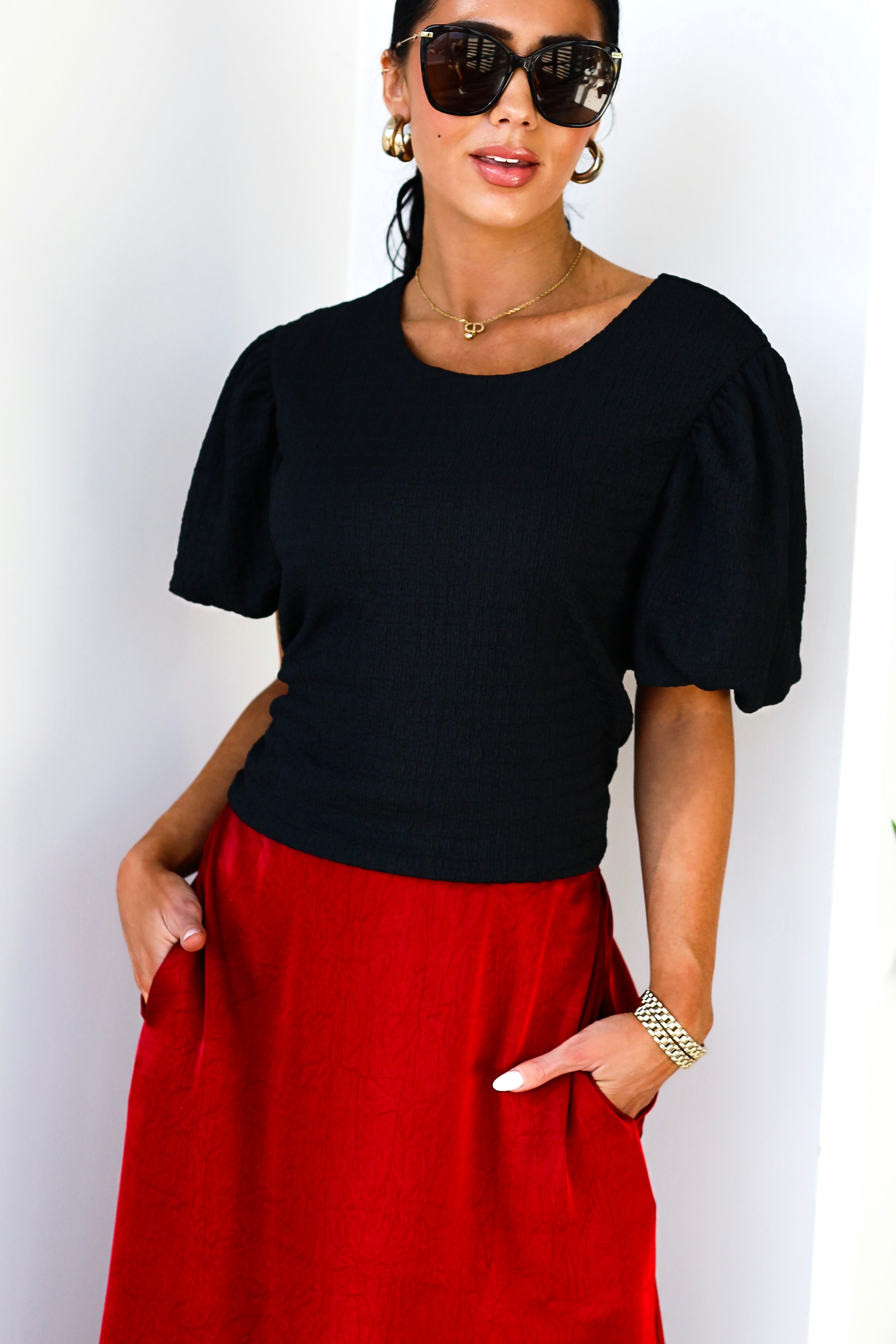 Textured Puff Sleeve Top