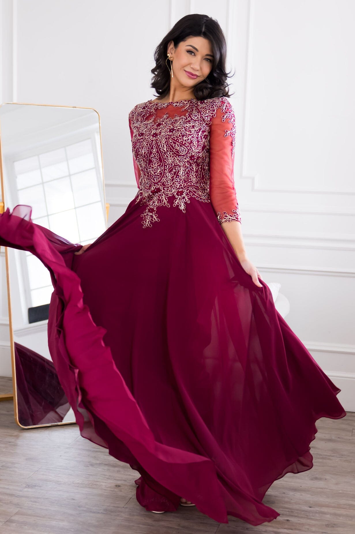 knee length dresses for ladies Modest Strapless Tiered Long Prom Dresses,Formal Dress Outfits – jkprom main image 0