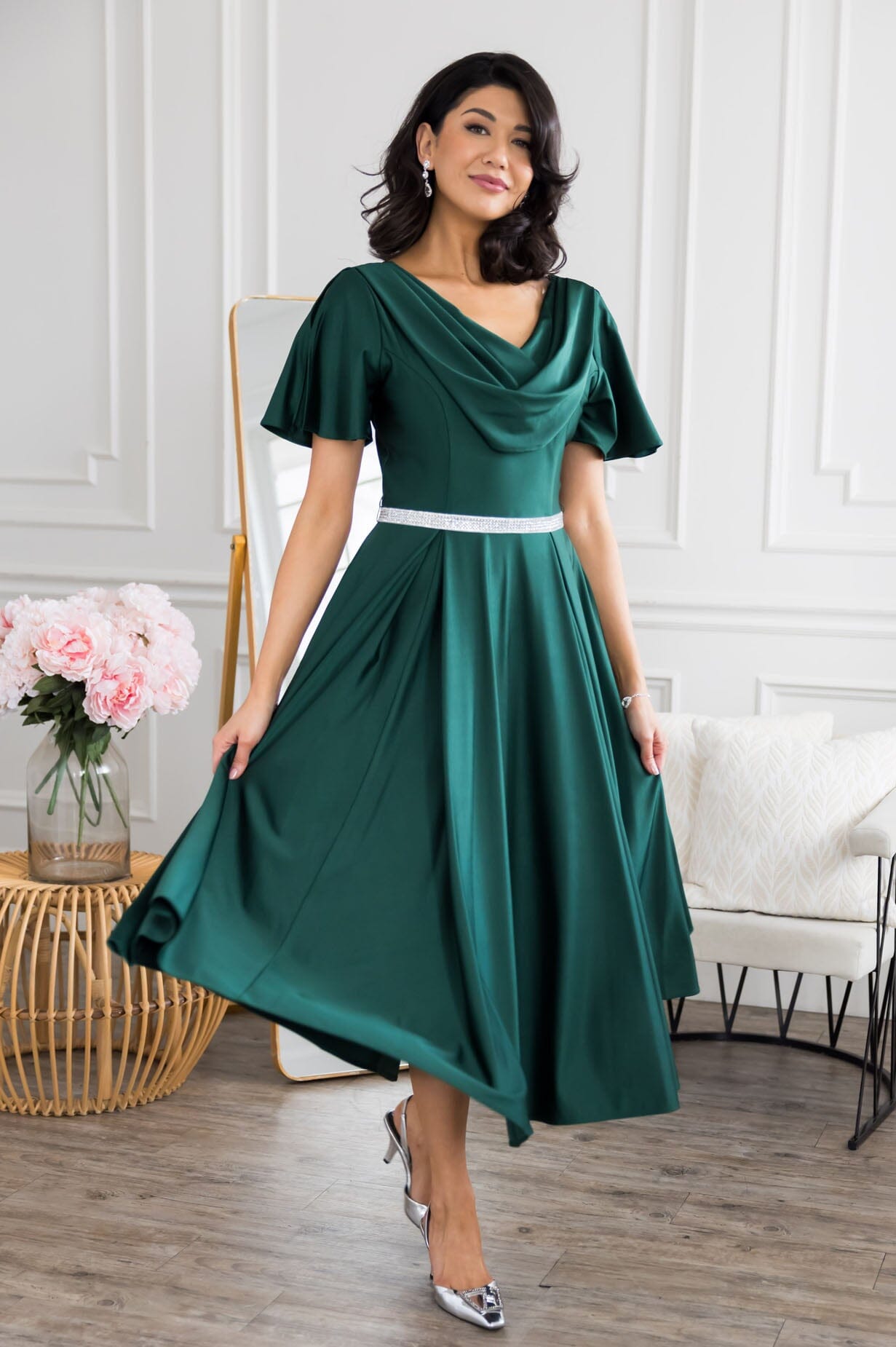 slim fit dress slacks Belle Gown Emerald 4 main image 1