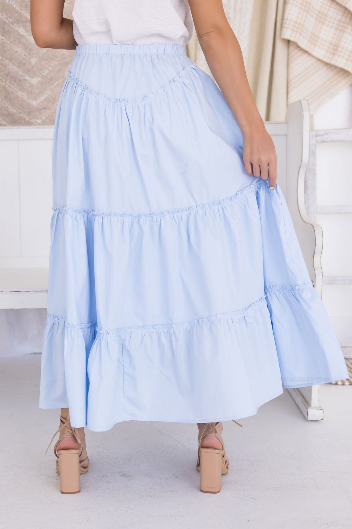 Periwinkle Cotton Maxi Skirt Modest Dresses vendor-unknown