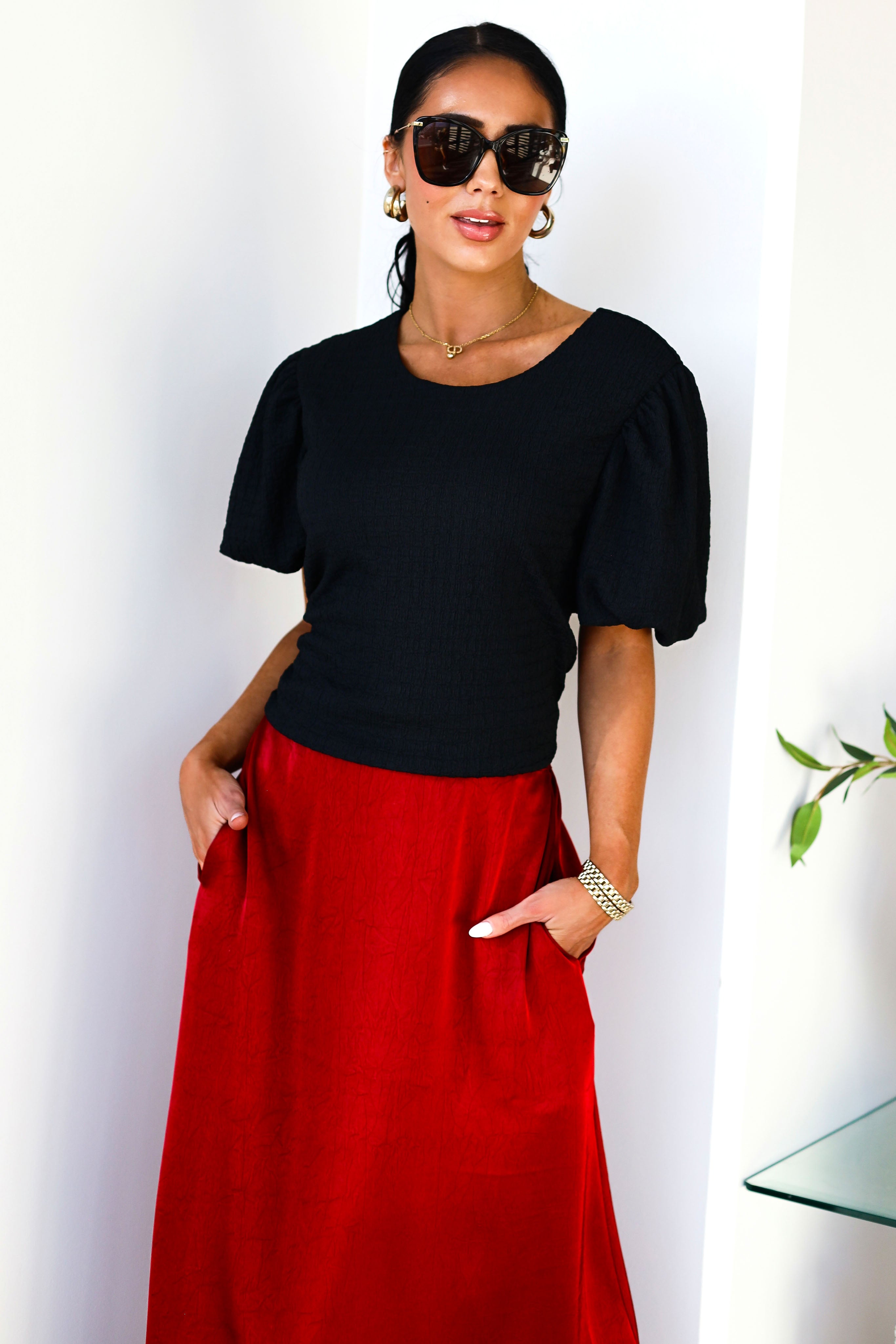 Textured Puff Sleeve Top