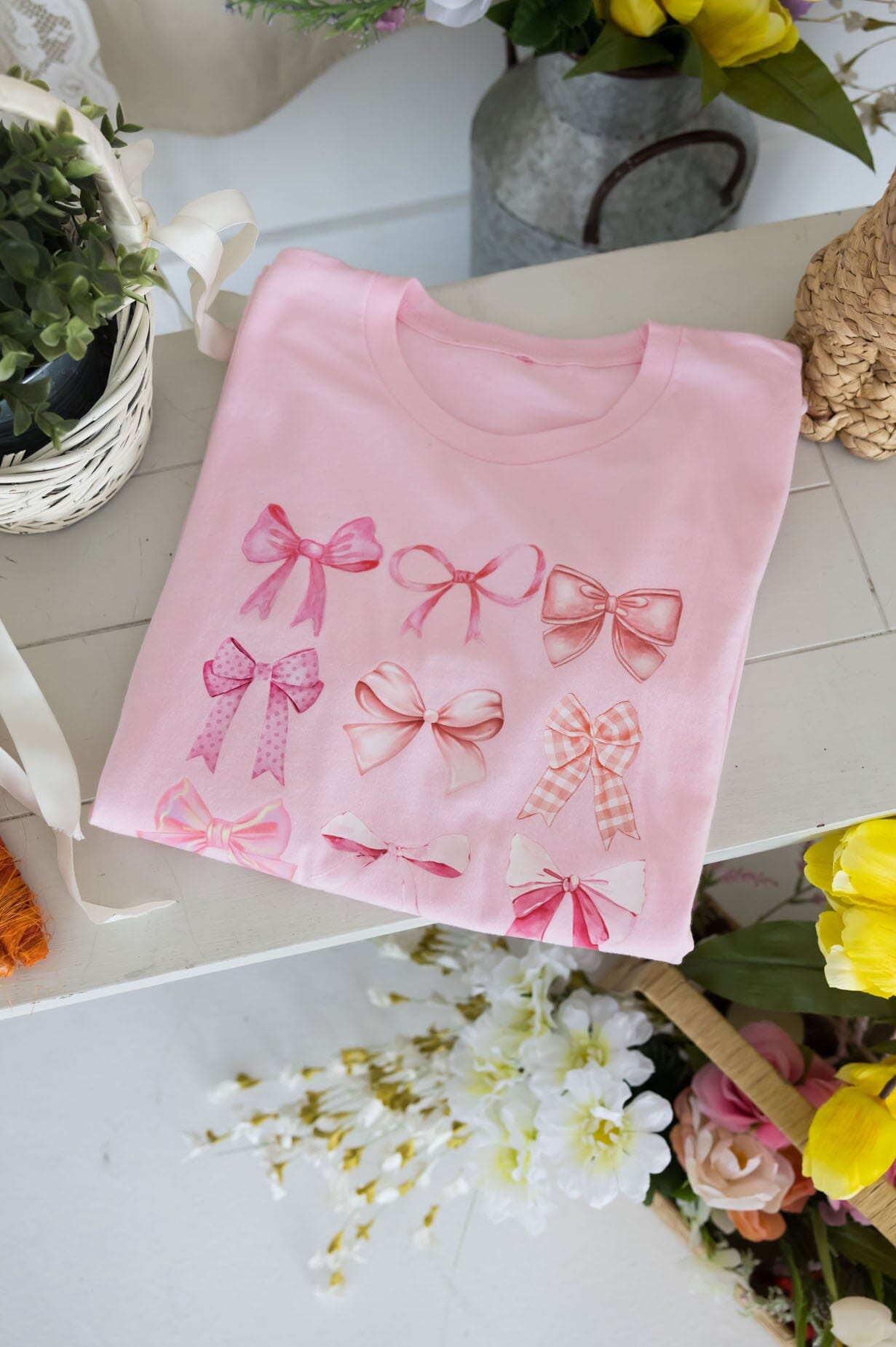 All Tied Up In A Pretty Bow Graphic Tee Modest Dresses vendor-unknown