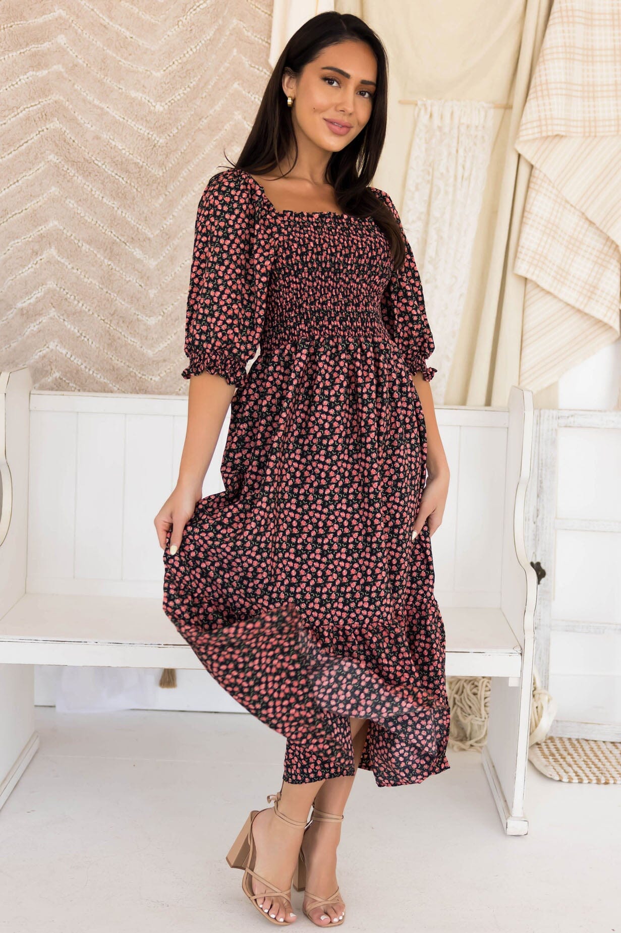 modest short dresses The Livie Modest Button Front Dress