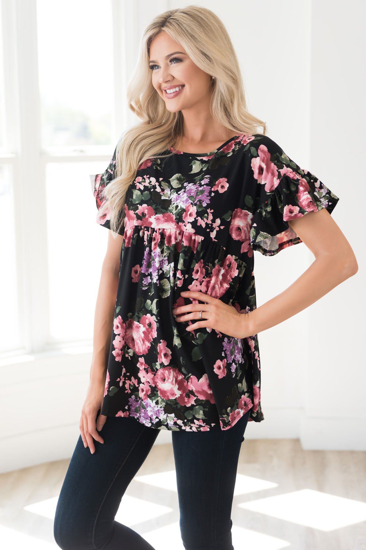 Floral Fantasy Modest Blouse Modest Dresses vendor-unknown