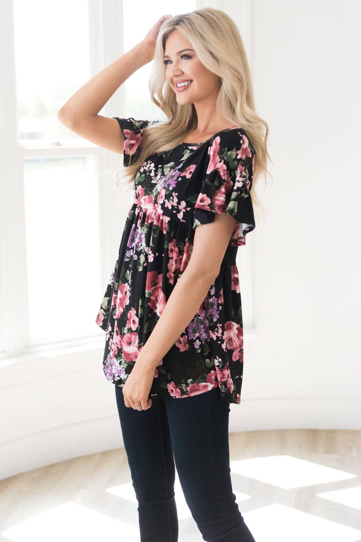 Floral Fantasy Modest Blouse Modest Dresses vendor-unknown