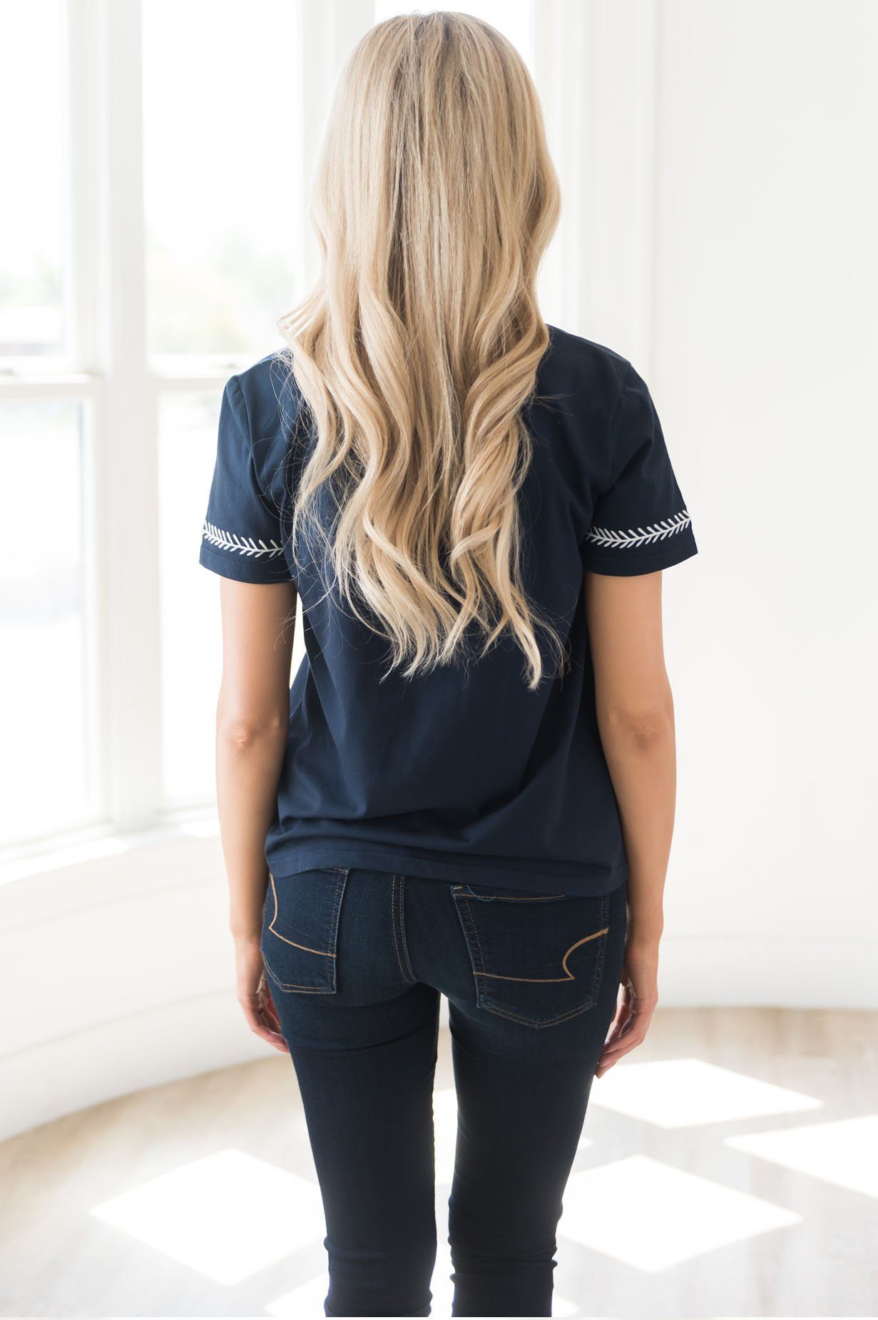 Daytime Dreaming Embroidered Blouse Tops vendor-unknown