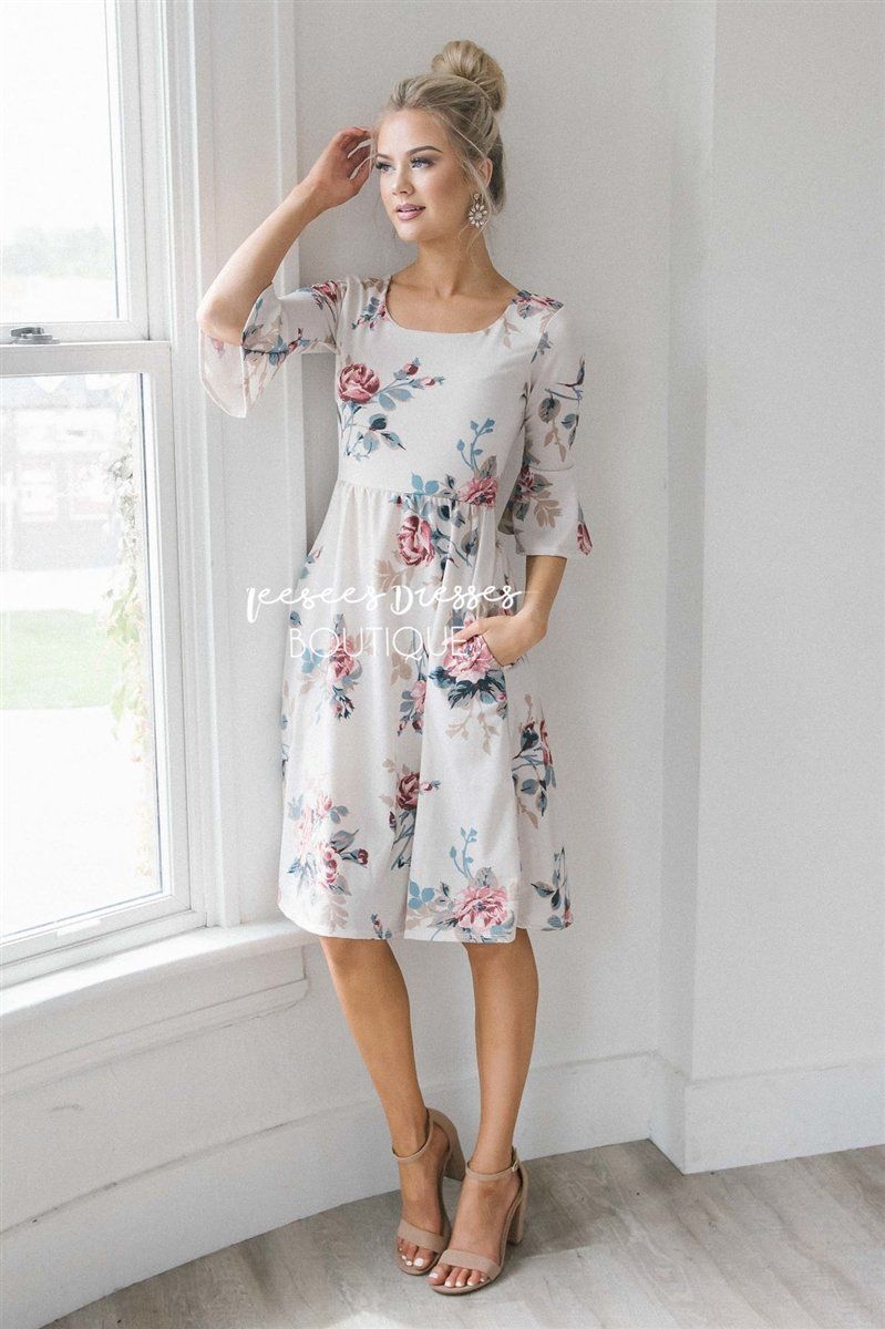 The Naomi Modest Dresses vendor-unknown Cream Floral XS