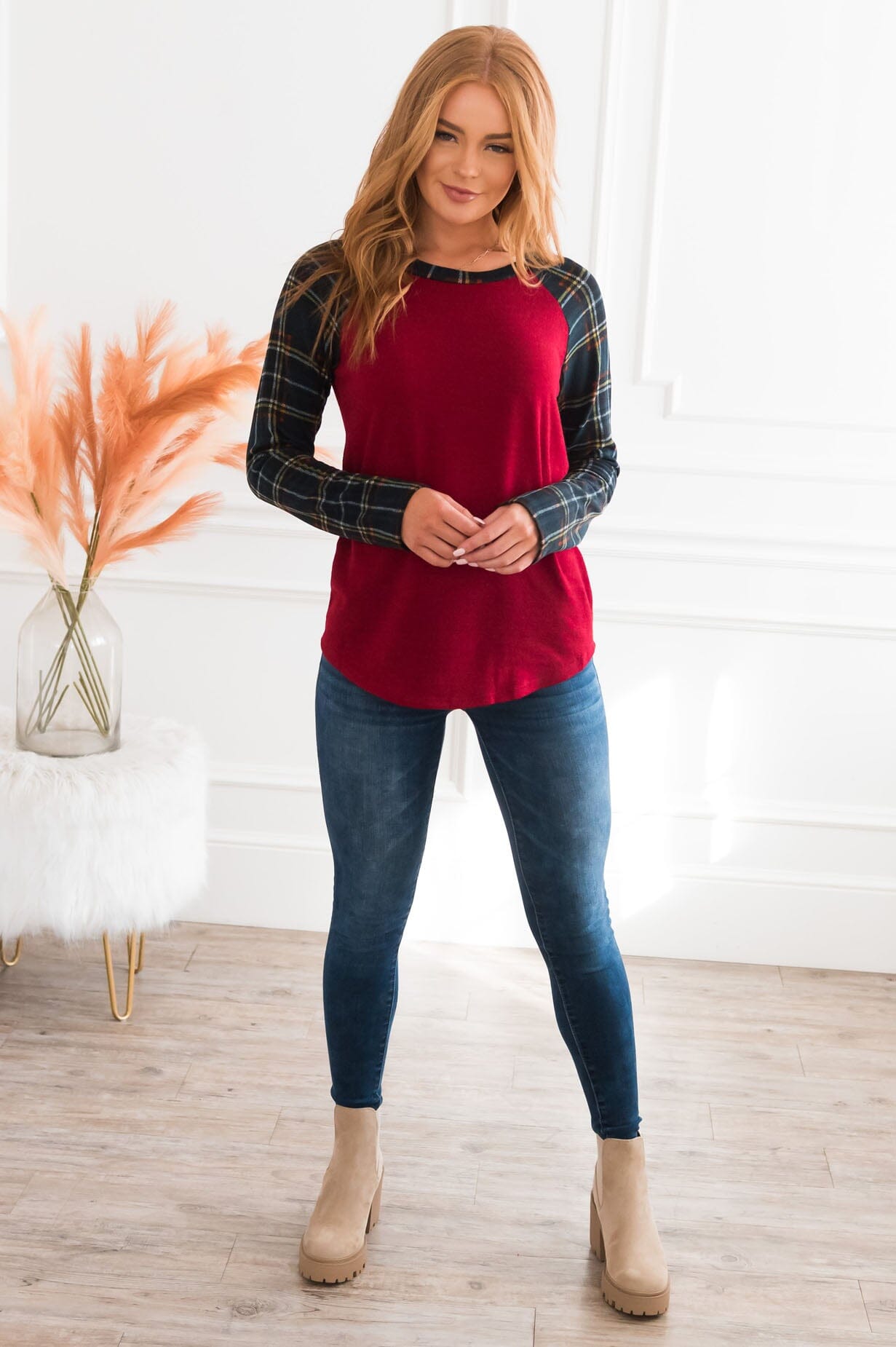 Plaid Perfection Modest Top NeeSee's Dresses