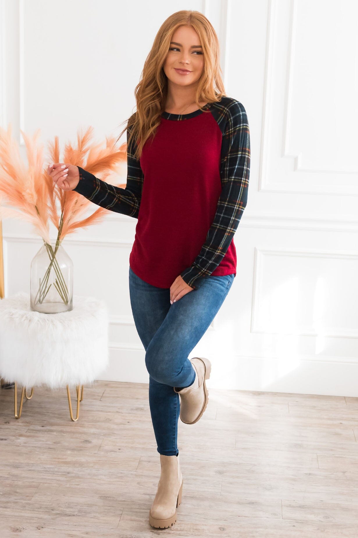 Plaid Perfection Modest Top NeeSee's Dresses