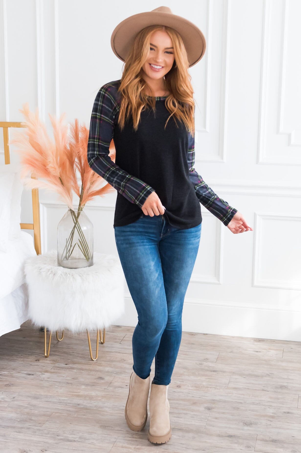 Plaid Perfection Modest Top NeeSee's Dresses