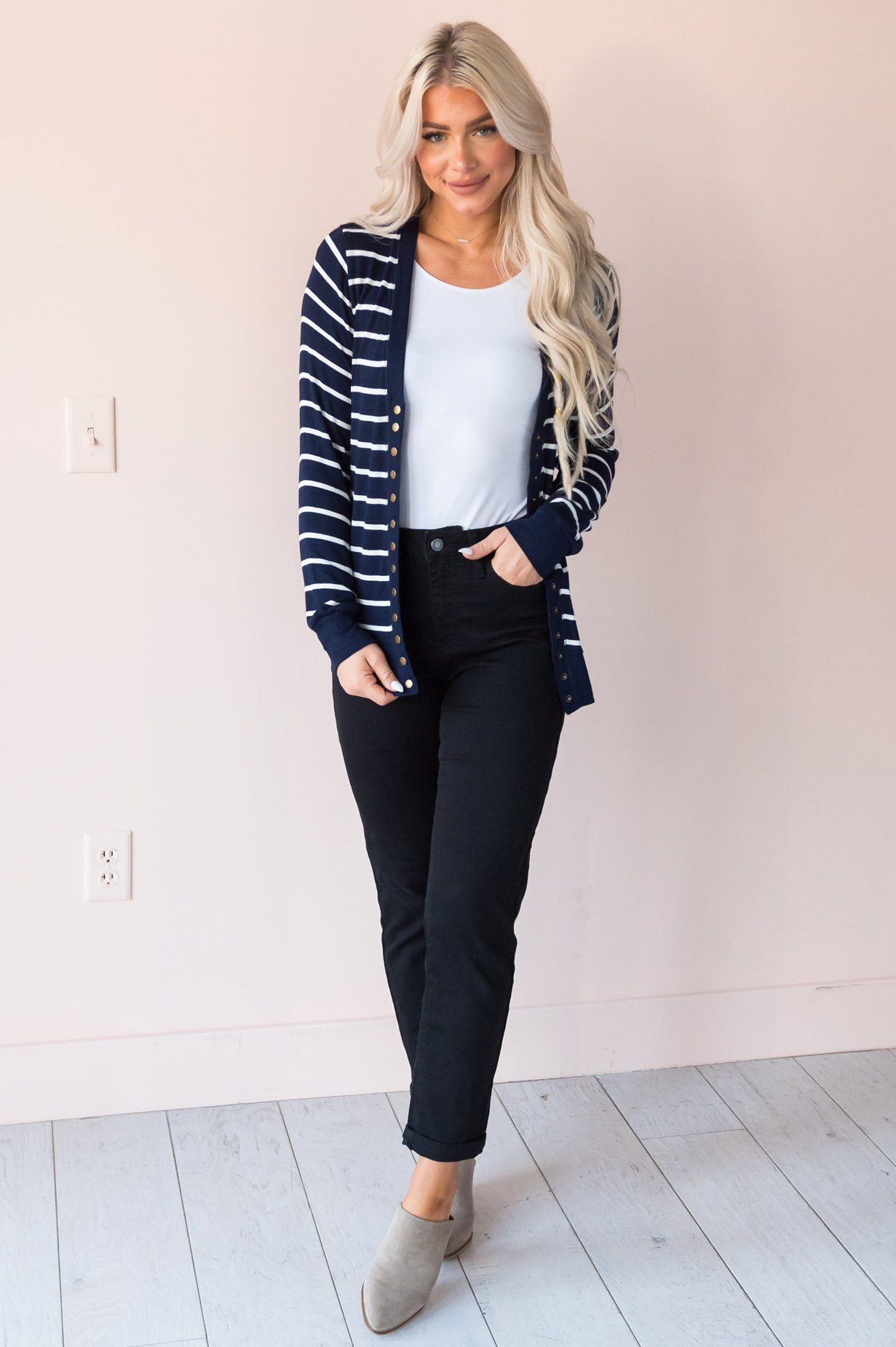 Striped Sweetheart Modest Cardigan Modest Dresses vendor-unknown
