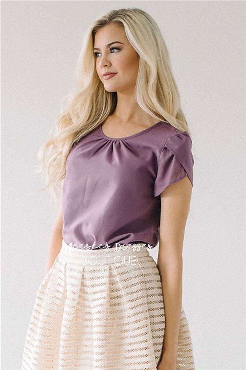 Dusty Lavender Chiffon Top Tops vendor-unknown Dusty Lavender XS