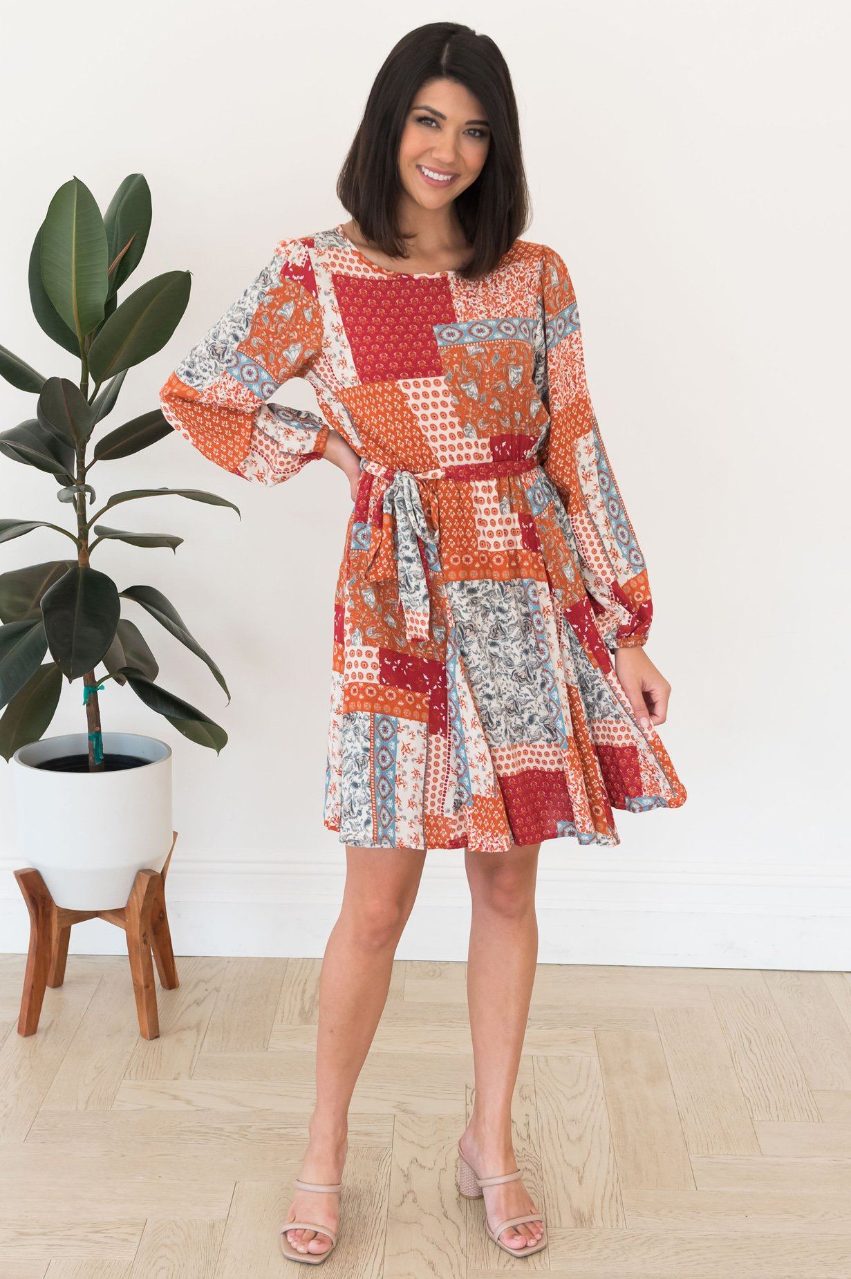 The Paislee Patchwork Modest Dress Modest Dresses vendor-unknown