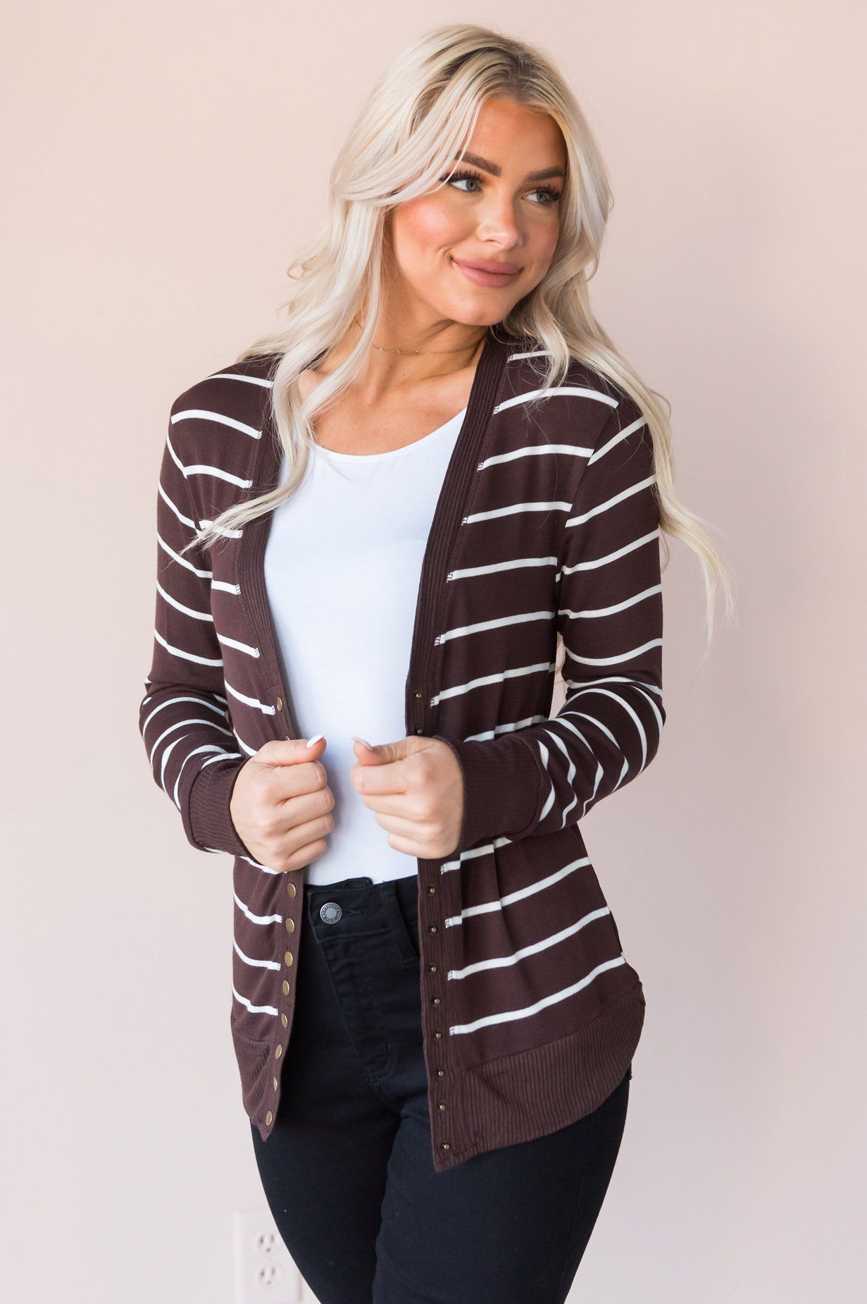 Sweet Stripes Modest Cardigan Modest Dresses vendor-unknown