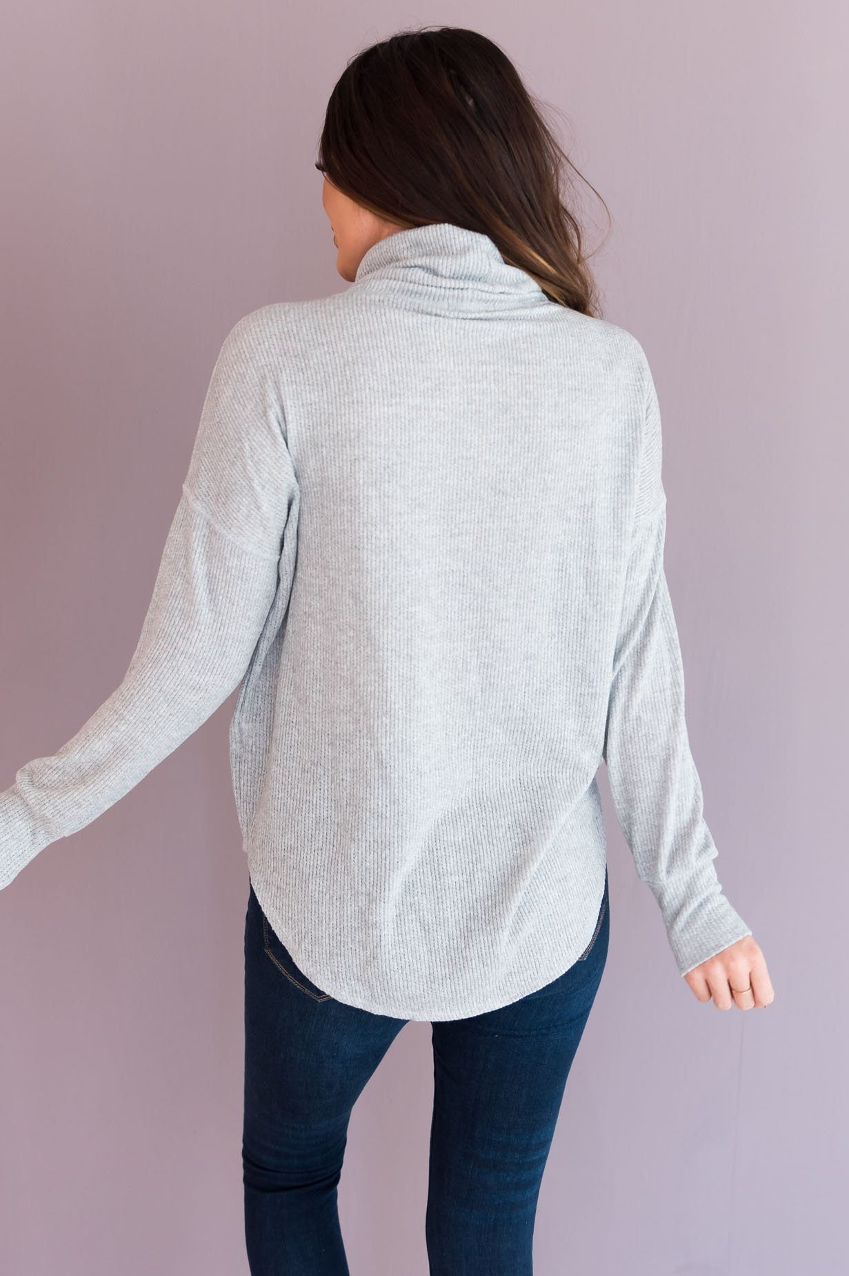 Simple Style Modest Cowl Neck Sweater Tops vendor-unknown