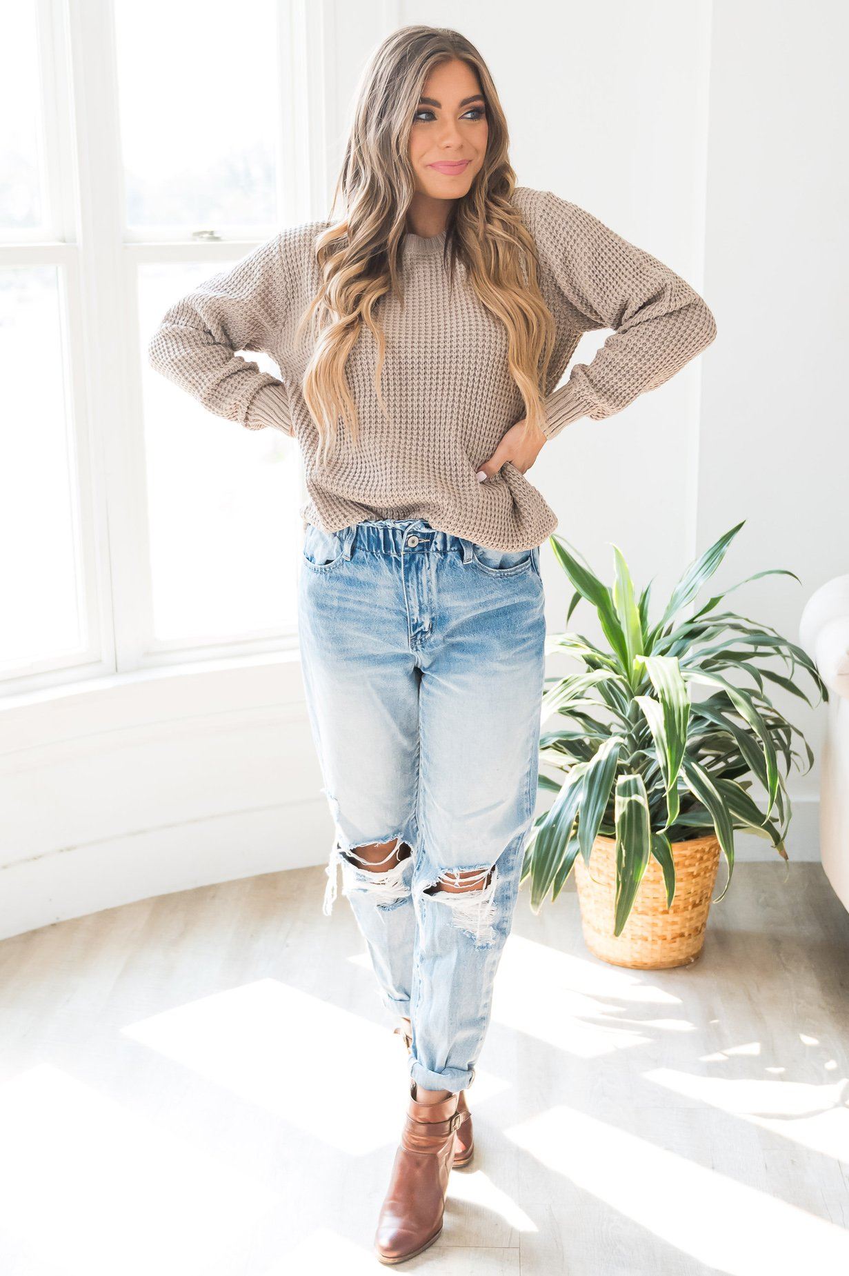 Fall Retreat Rib Stitch Modest Sweater 0474 Modest Dresses vendor-unknown