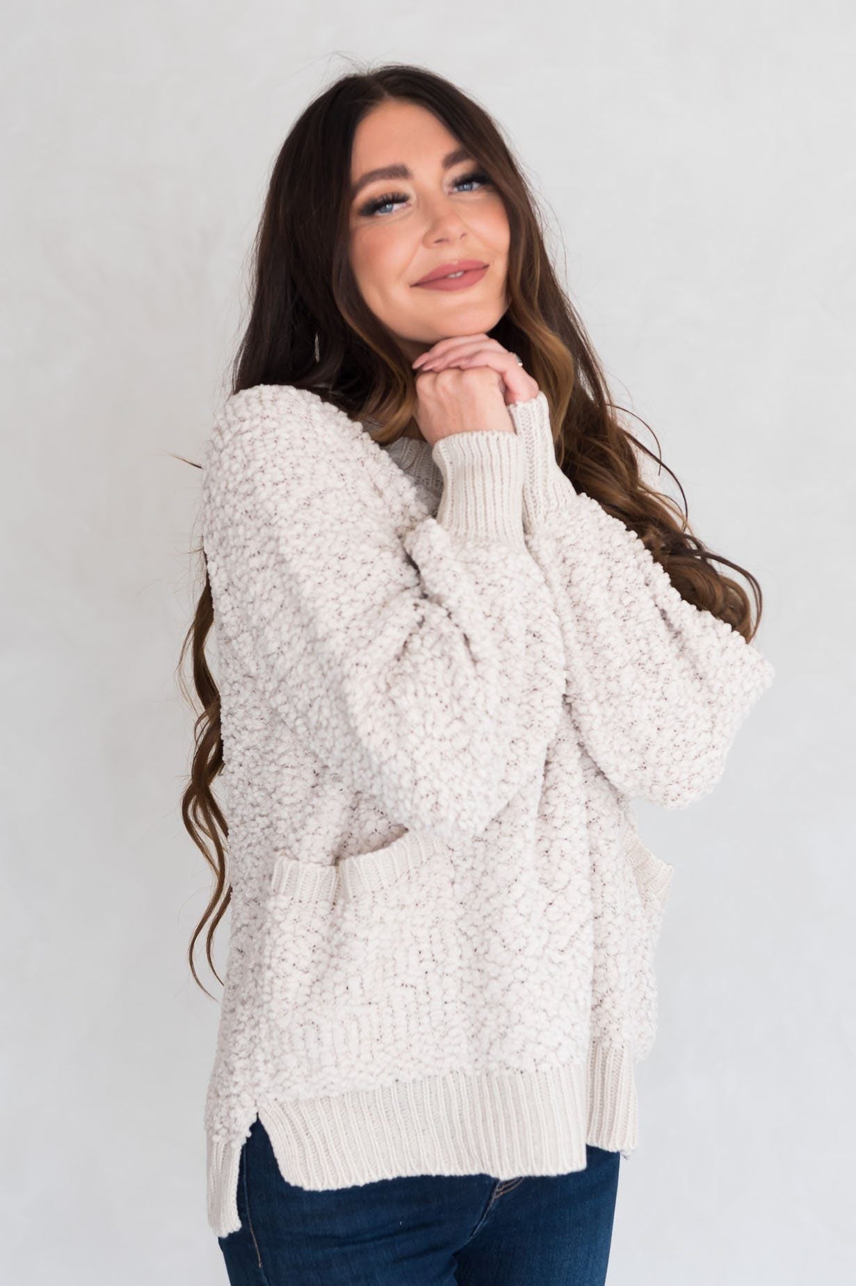 Chill Cutie Modest Popcorn Knit Sweater Modest Dresses vendor-unknown