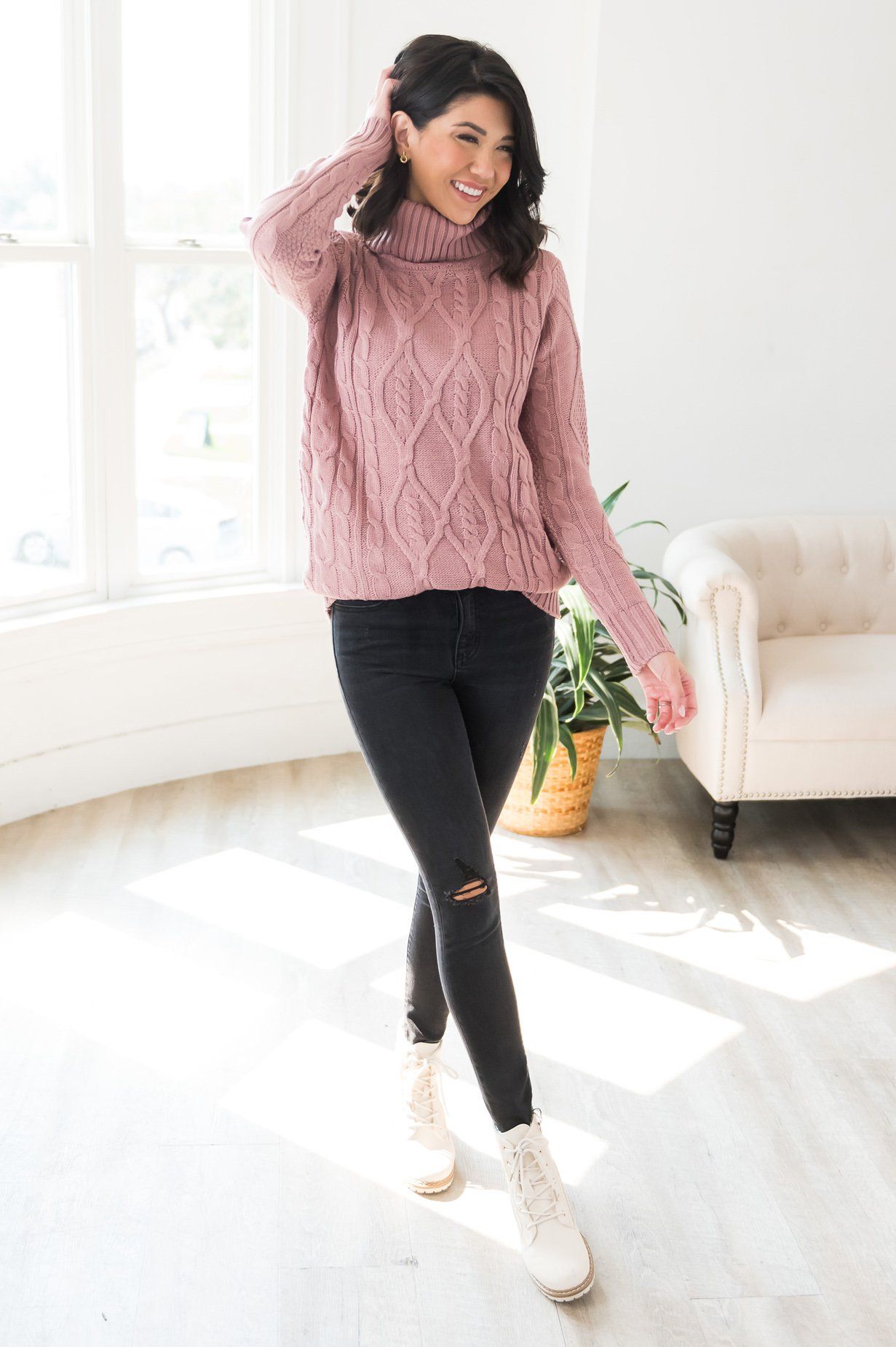 Spiced Smiles Modest Turtleneck Sweater Modest Dresses vendor-unknown