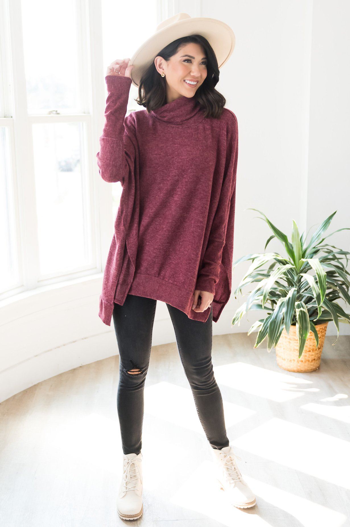 Comfy Cozy Modest Cowl-neck Sweater Modest Dresses vendor-unknown