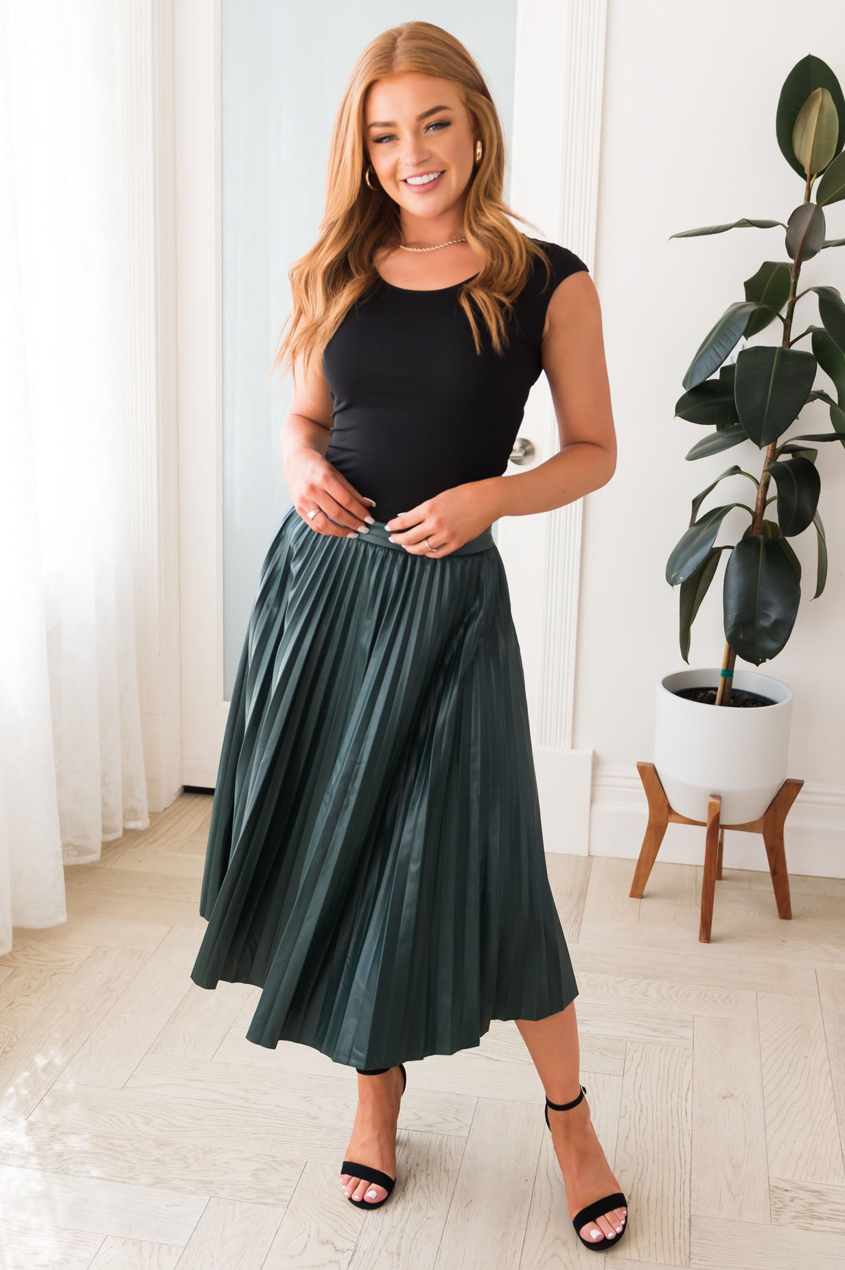 Falling For You Modest Pleat Skirt NeeSee's Dresses