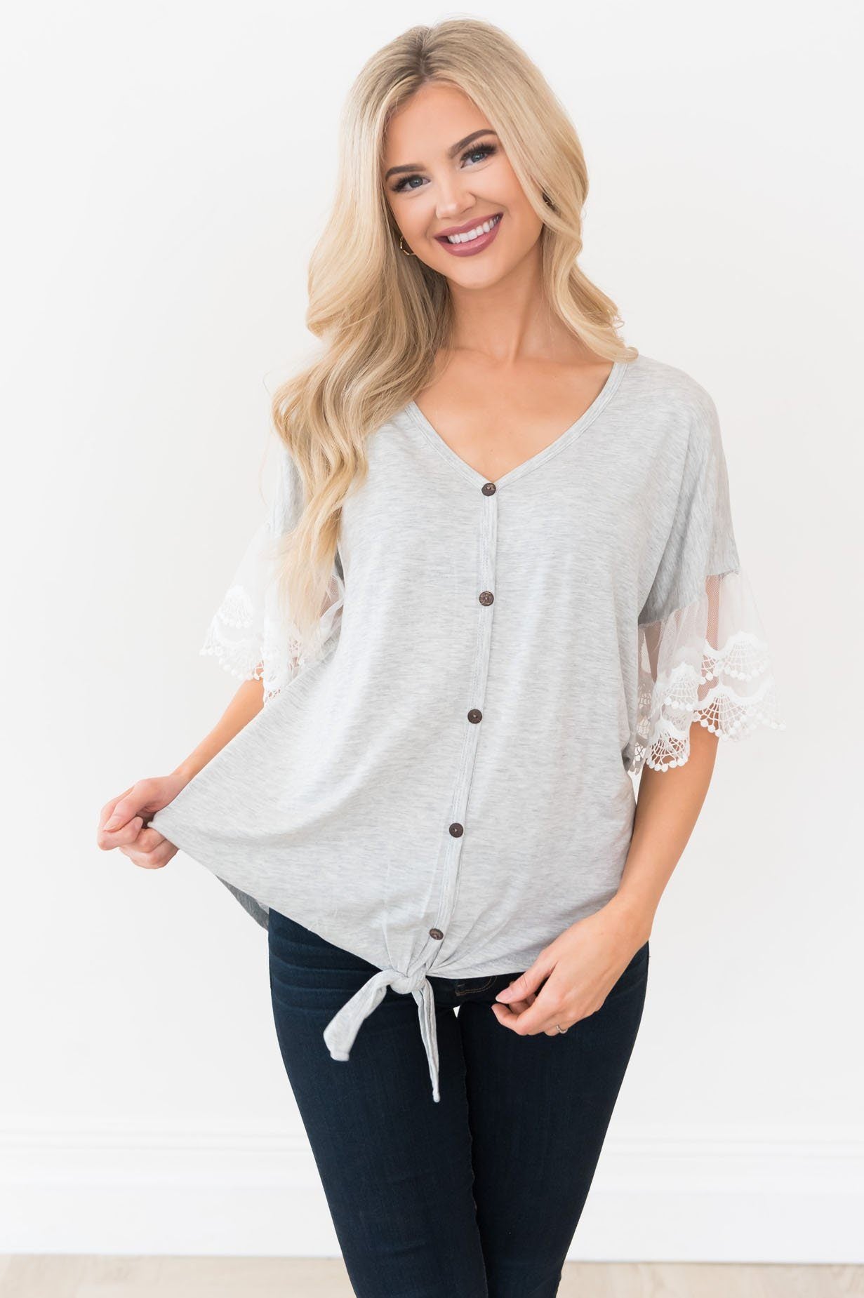 Designed Destiny Lace Modest Blouse Tops vendor-unknown