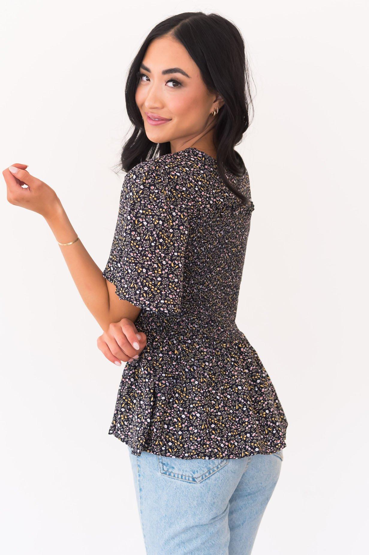 Sweet Darling Modest Smocked Blouse Modest Dresses vendor-unknown