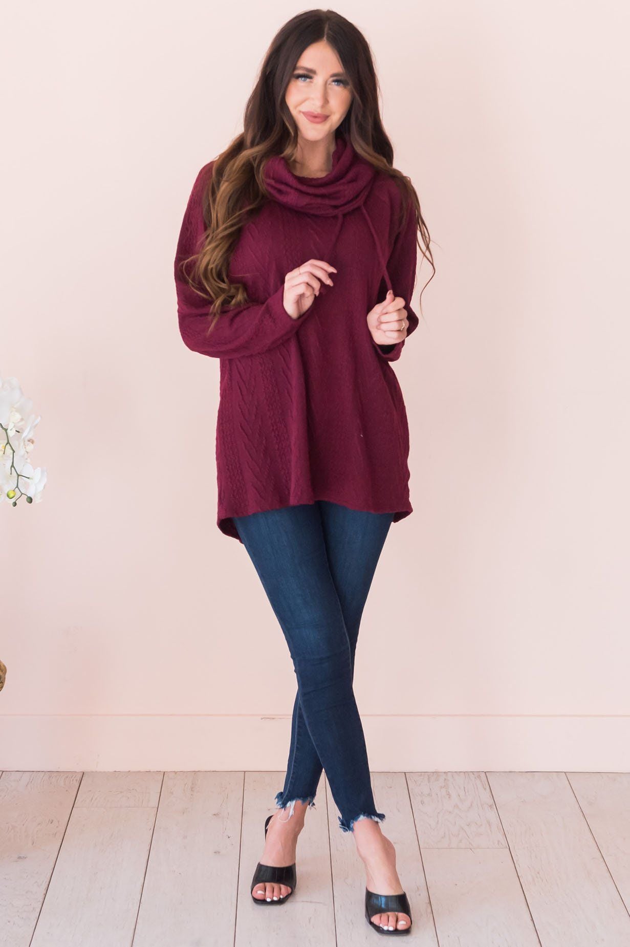Sweater Weather Modest Hoodie Tops vendor-unknown