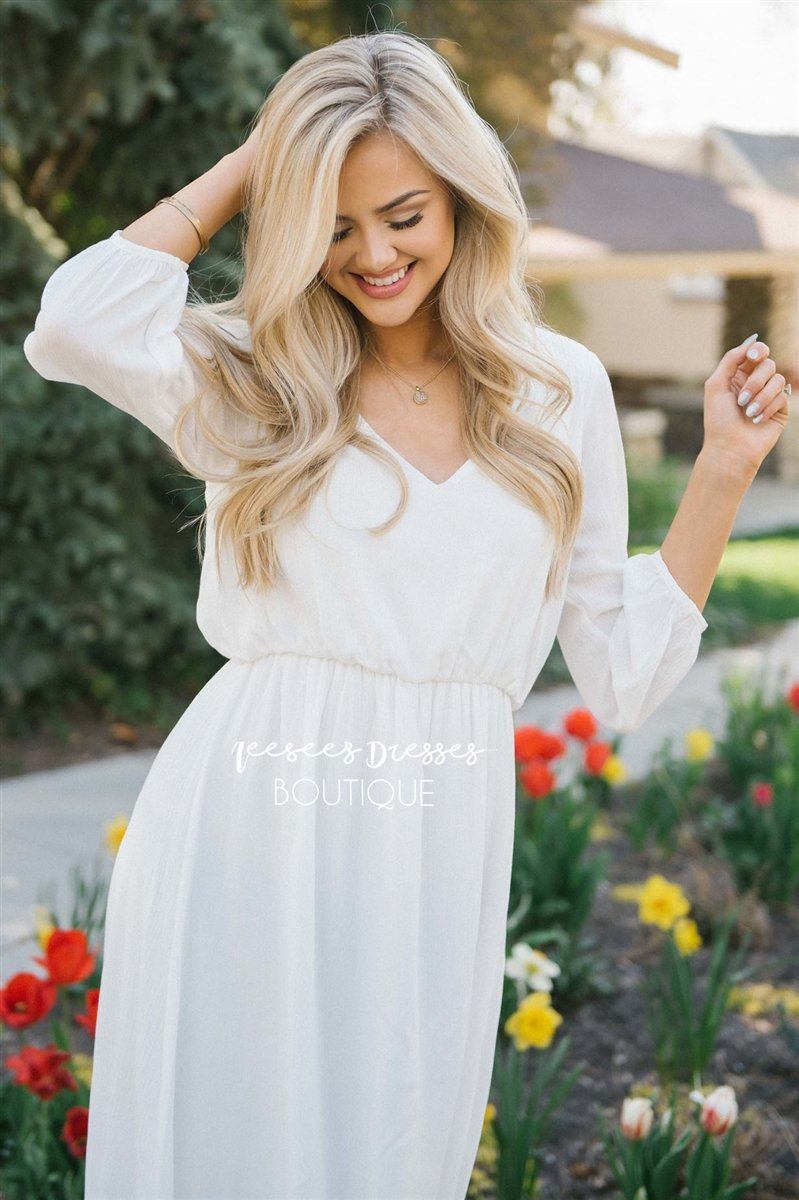 The Aubrey - 3/4 Length Sleeves Modest Dresses vendor-unknown