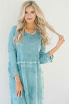 Day Dreamer Lace Dress in Dusty Teal Modest Dresses vendor-unknown