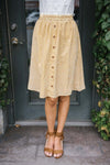 Mustard Pinstripe Button Detail Skirt Skirts vendor-unknown