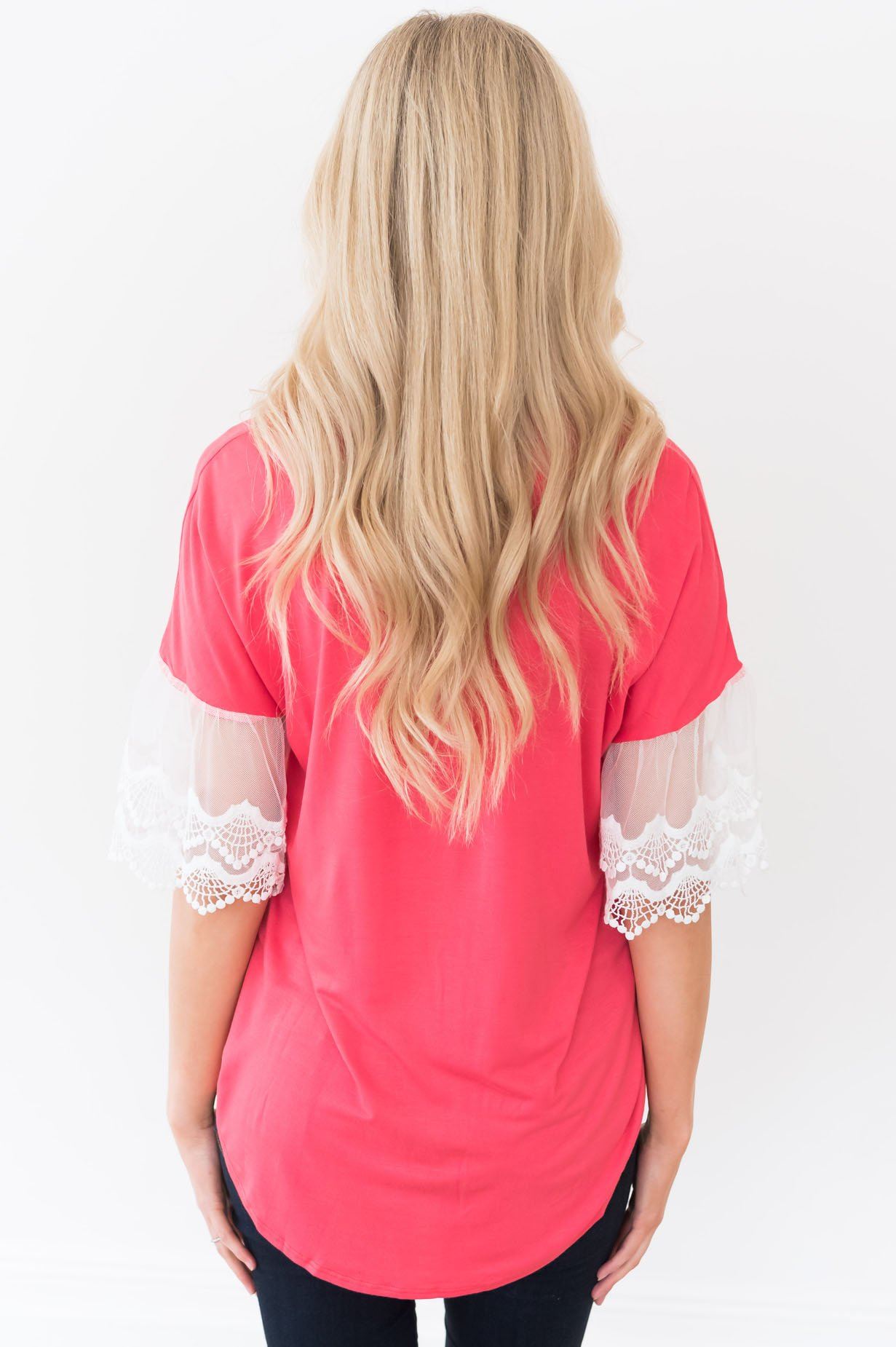 Designed Destiny Lace Modest Blouse Tops vendor-unknown