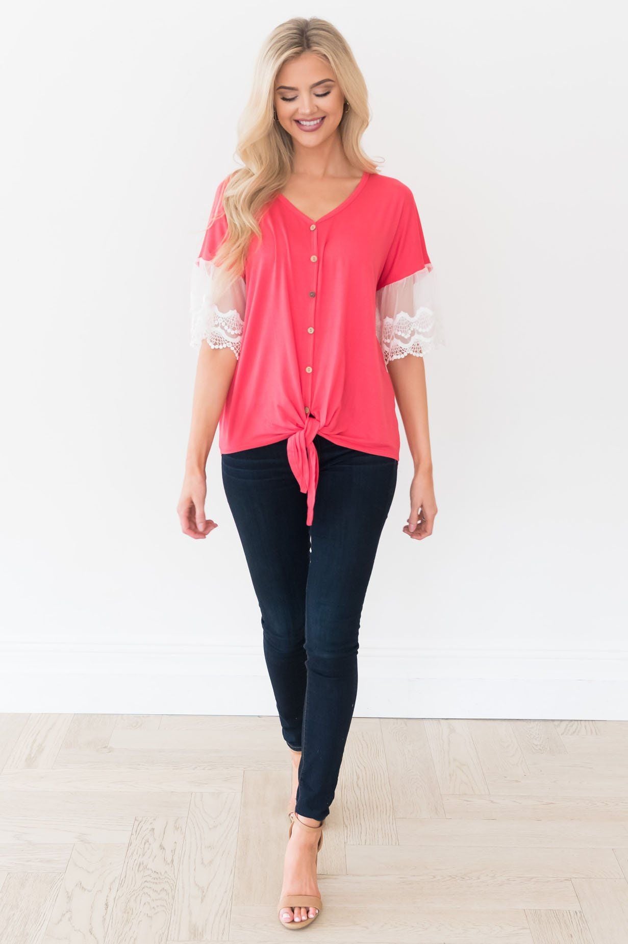 Designed Destiny Lace Modest Blouse Tops vendor-unknown