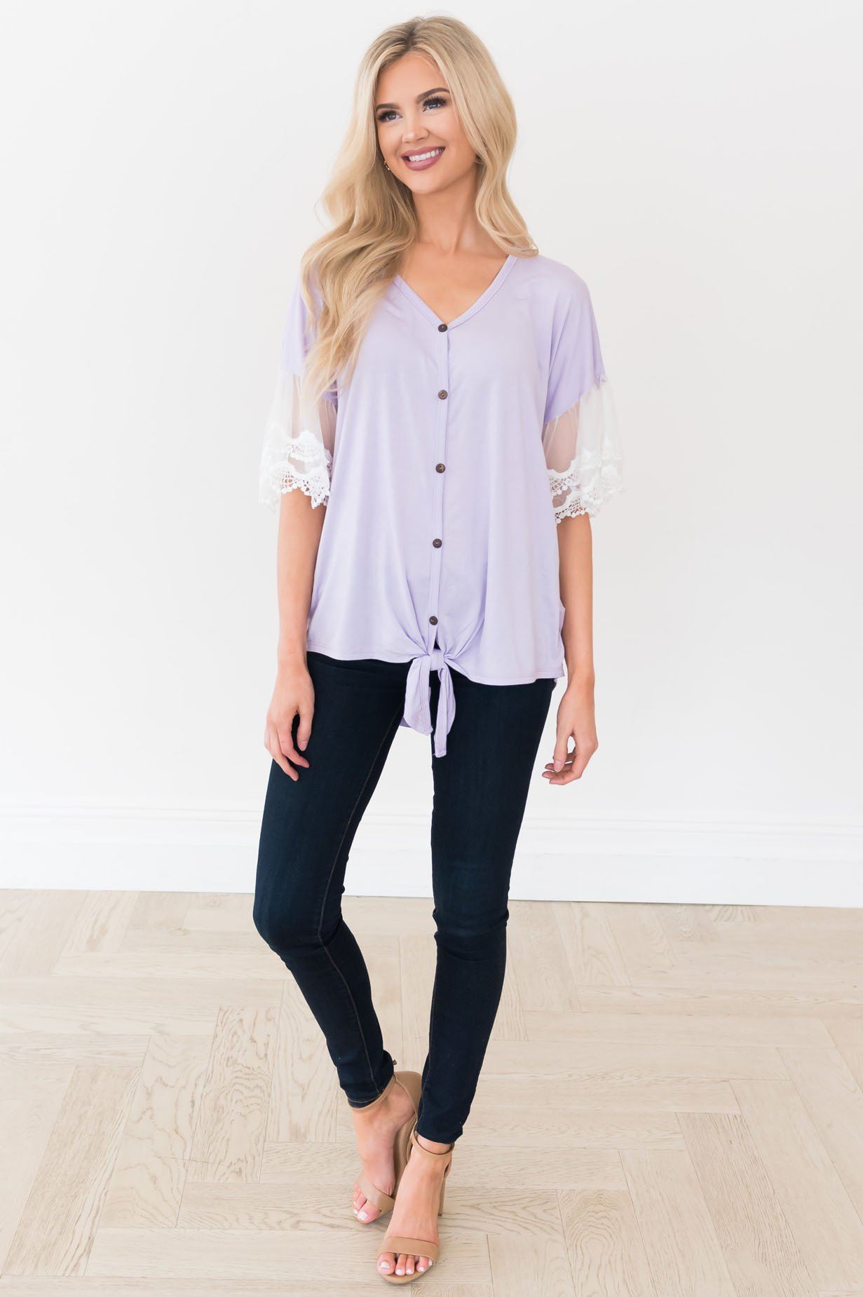 Designed Destiny Lace Modest Blouse Tops vendor-unknown