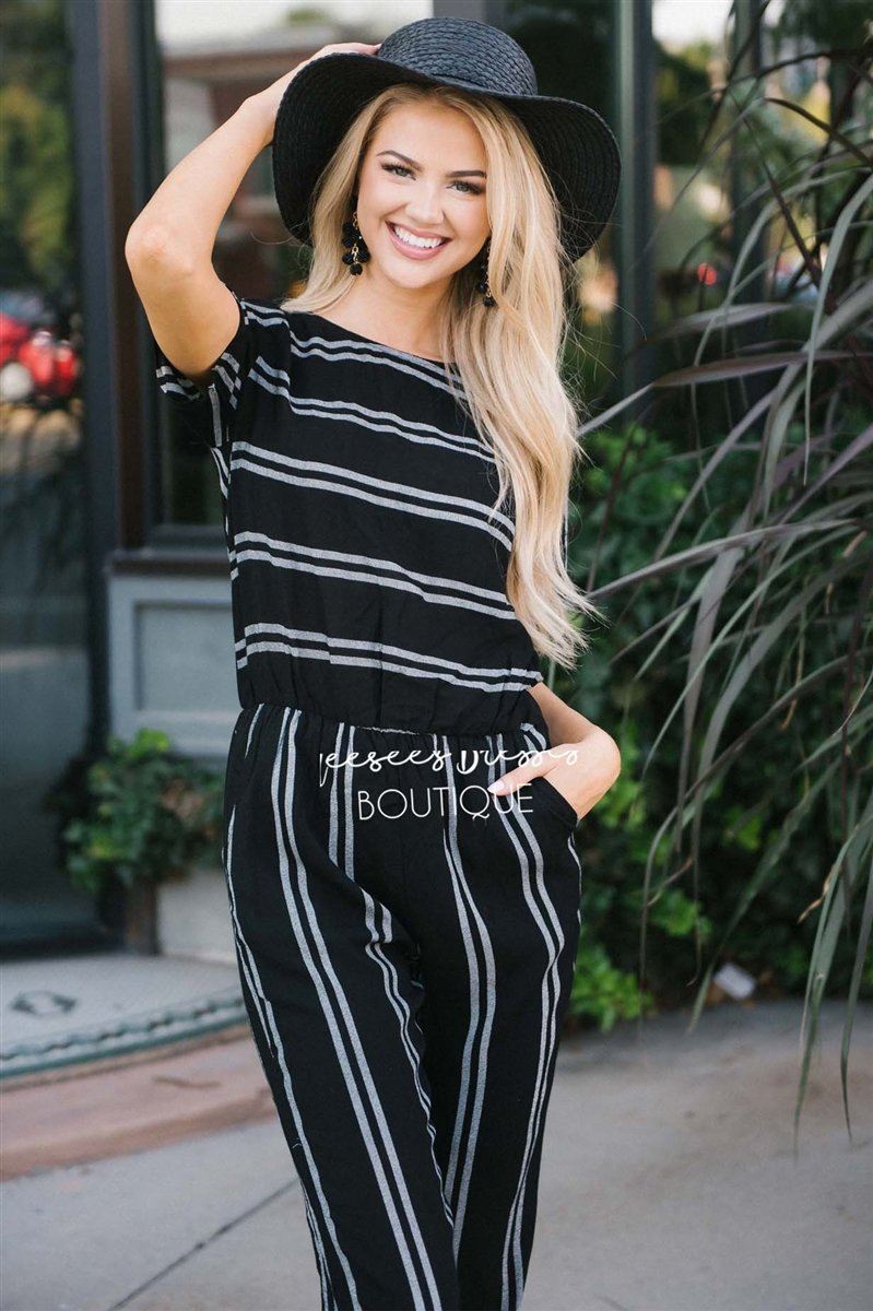 The Katherine Striped Jumpsuit Modest Dresses vendor-unknown